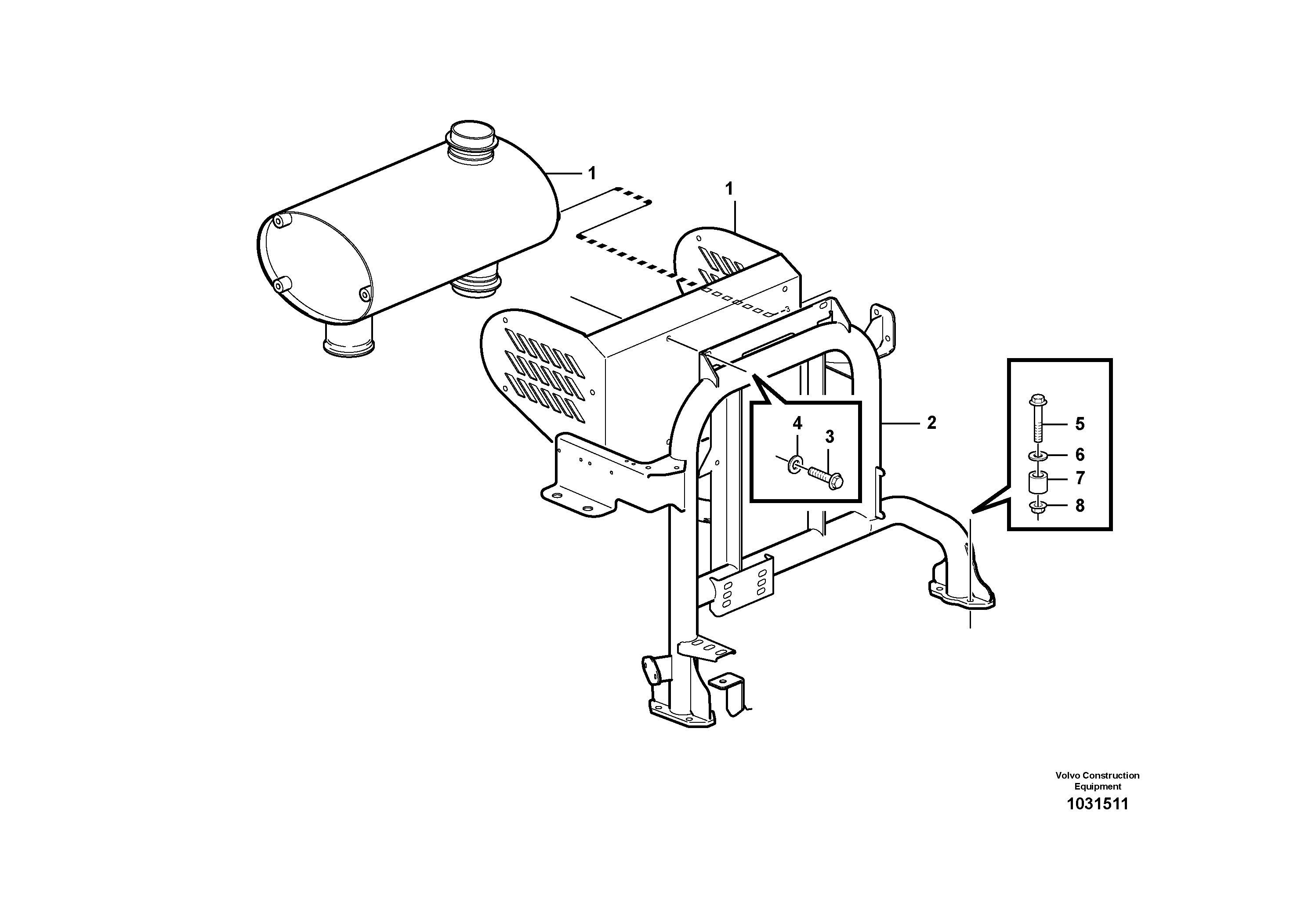 Схема запчастей Volvo A25E - 59978 Silencer with fitting parts 