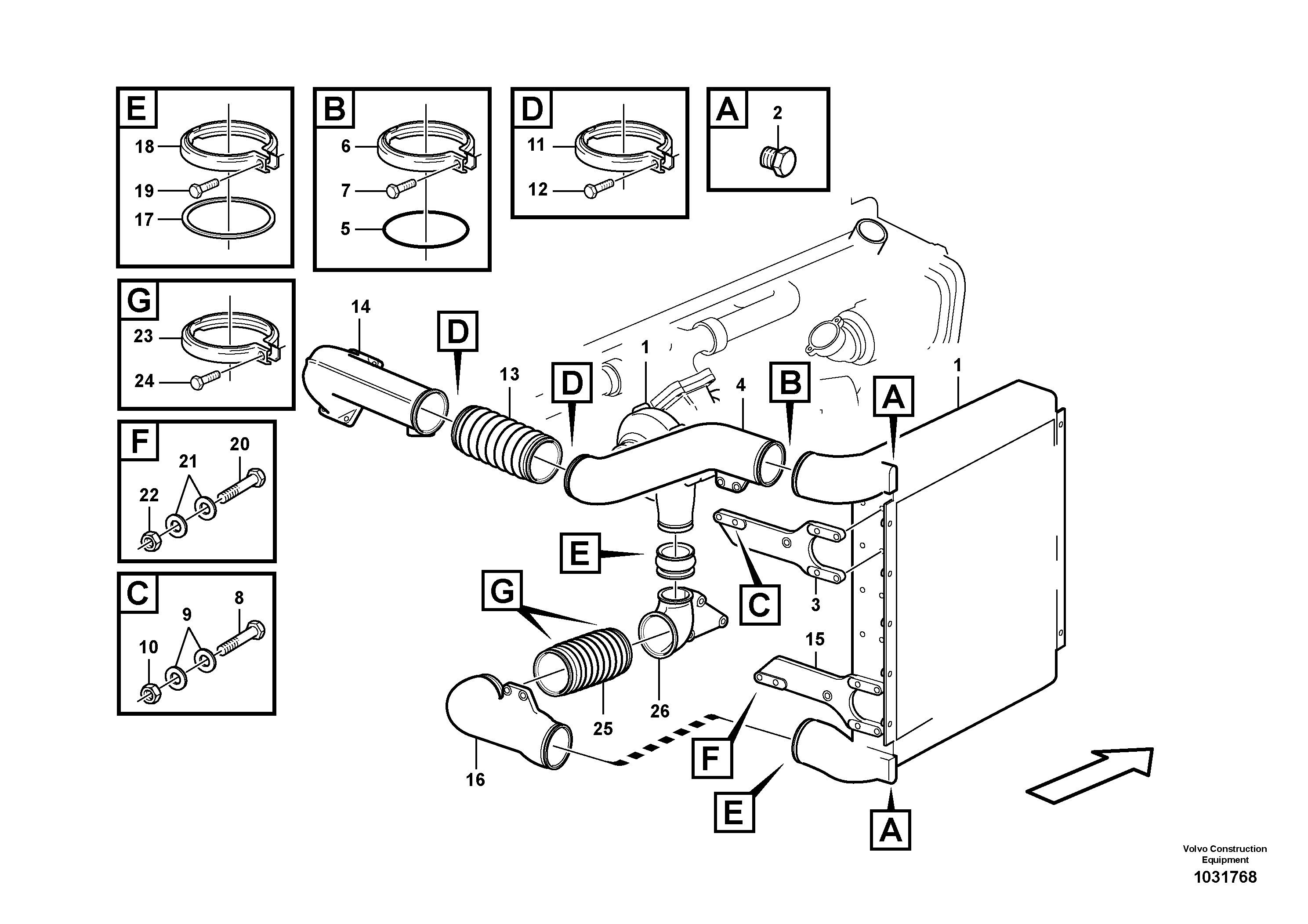 Схема запчастей Volvo A25E - 35243 Intercooler 