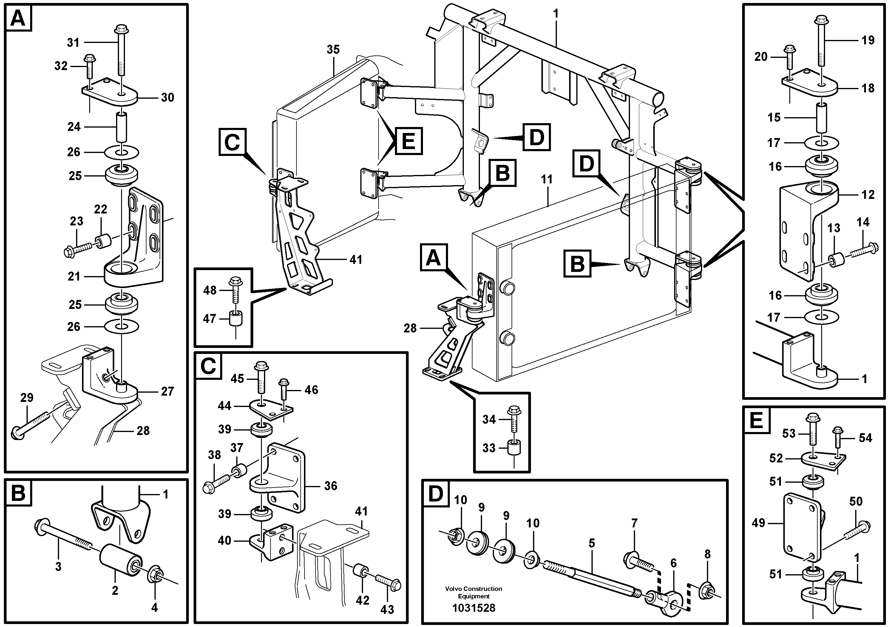 Схема запчастей Volvo A25E - 59992 Radiator mounting 