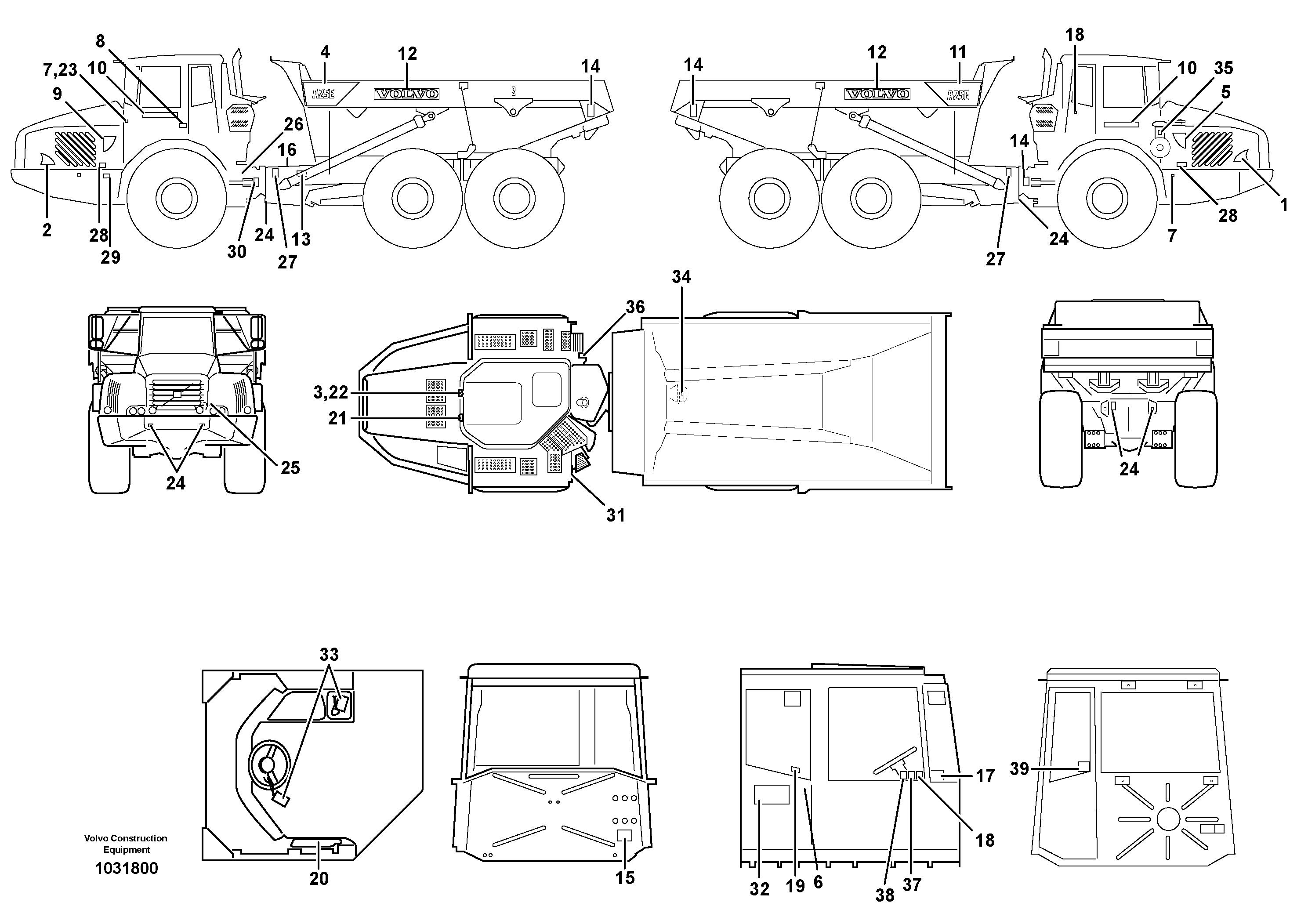 Схема запчастей Volvo A25E - 67252 Sign plates and decals 