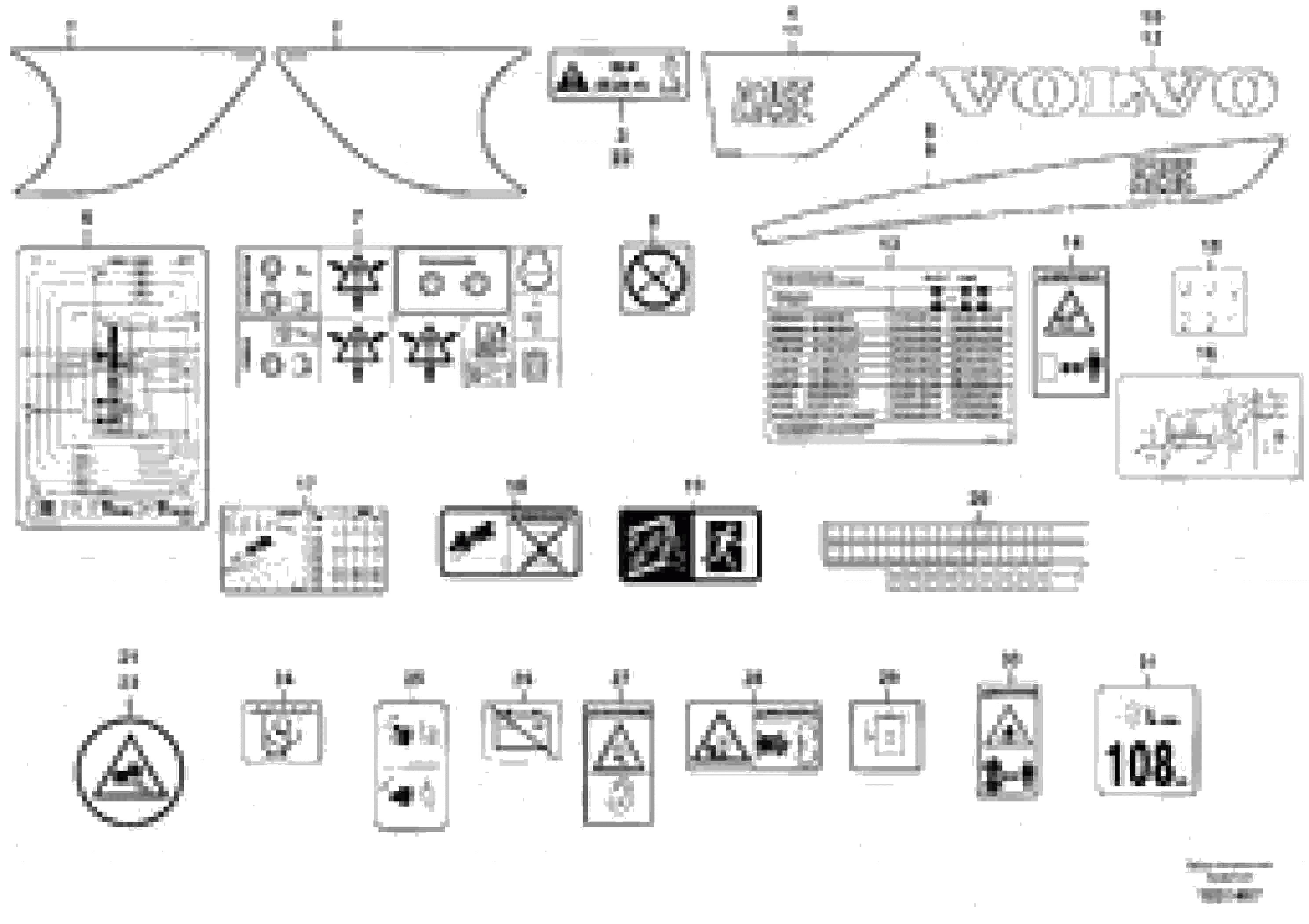 Схема запчастей Volvo A25E - 97841 Illustrations of sign plates and decals 