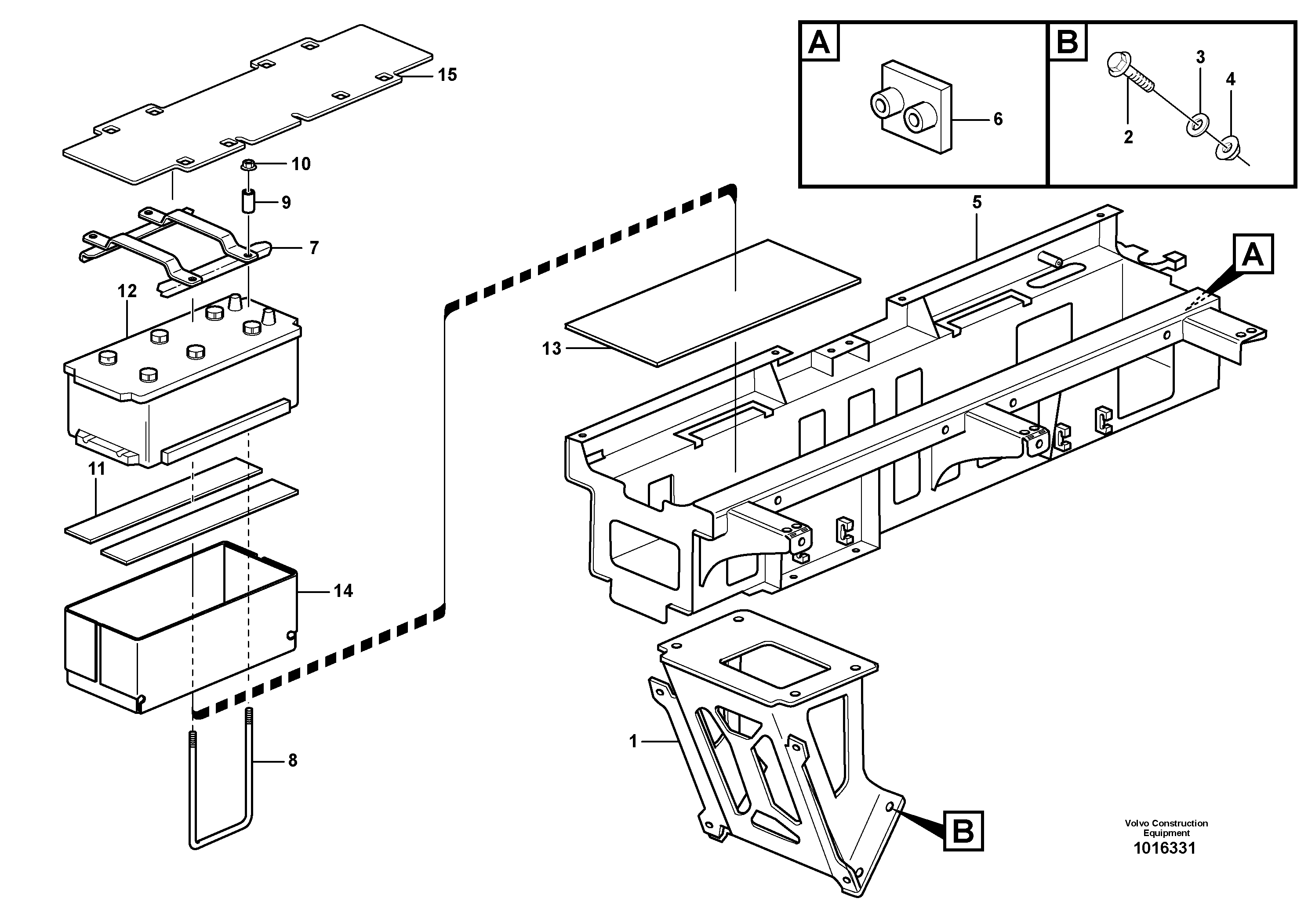 Схема запчастей Volvo A25E - 82790 Battery box with fitting parts 