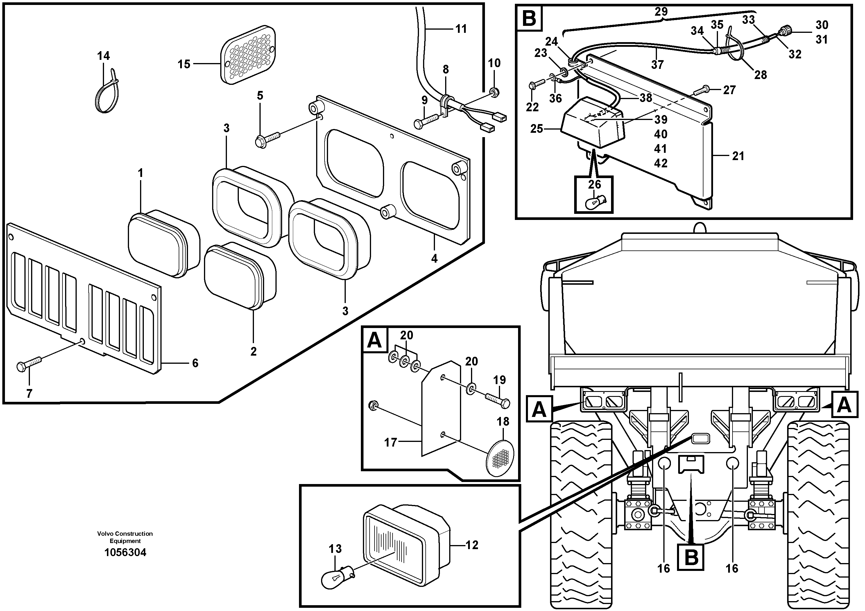 Схема запчастей Volvo A25E - 100204 Lighting, rear 