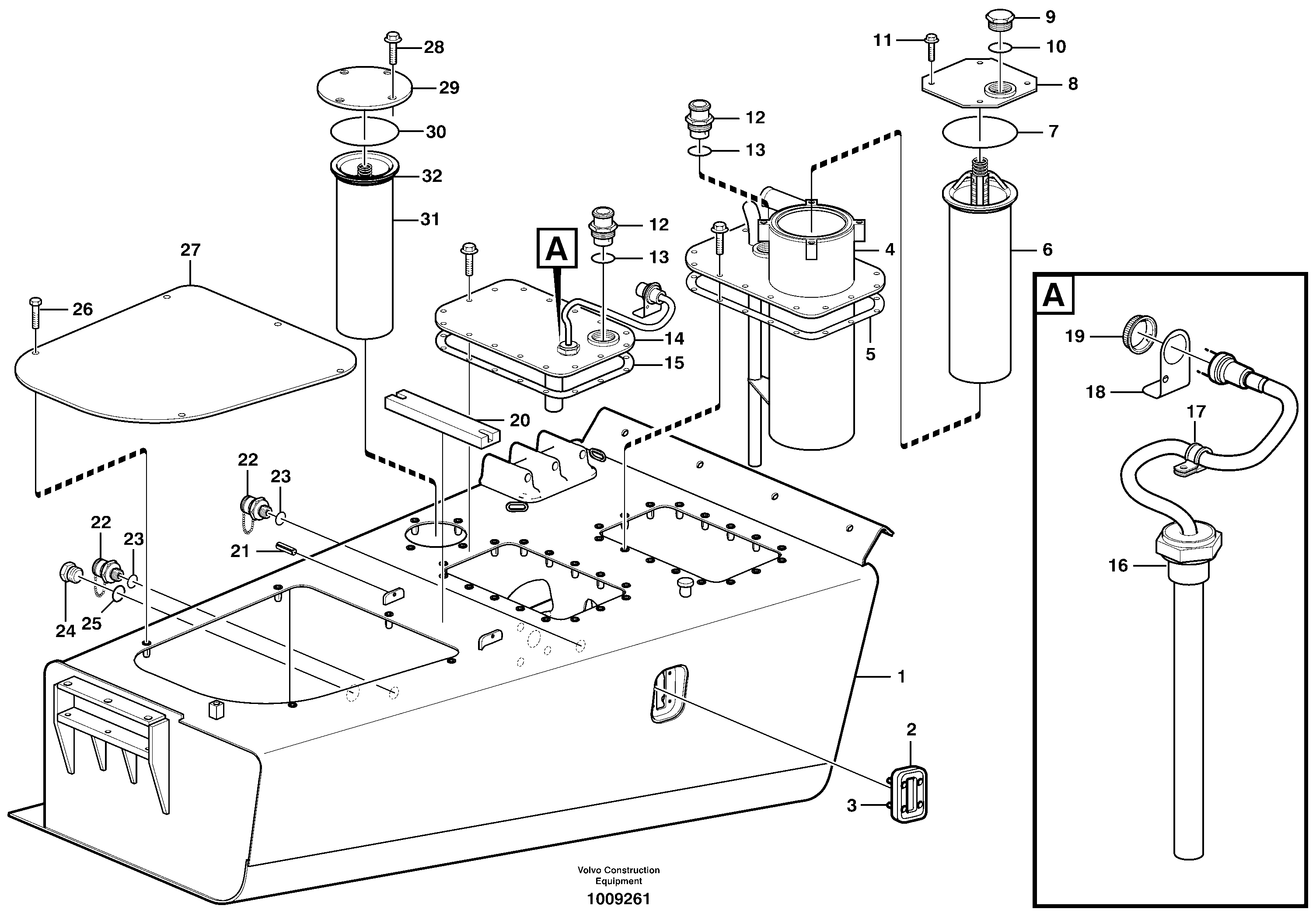 Схема запчастей Volvo A25E - 56957 Гидробак 