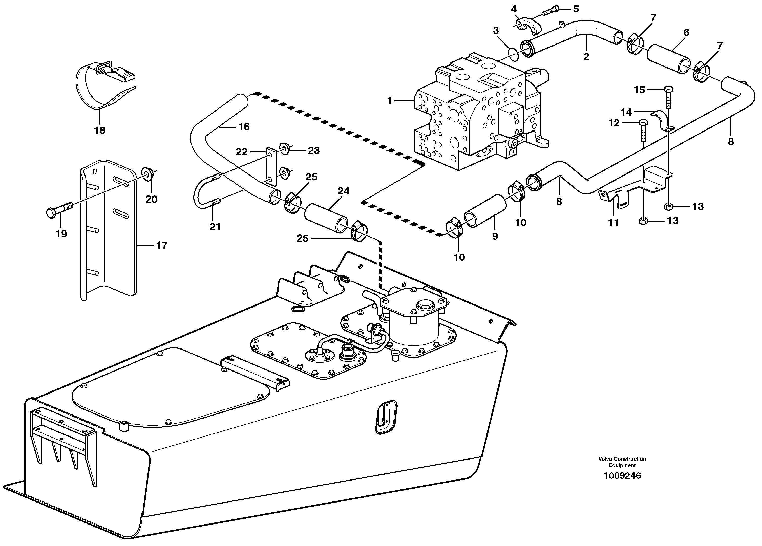 Схема запчастей Volvo A25E - 66603 Hydraulic system, oil return pipe 