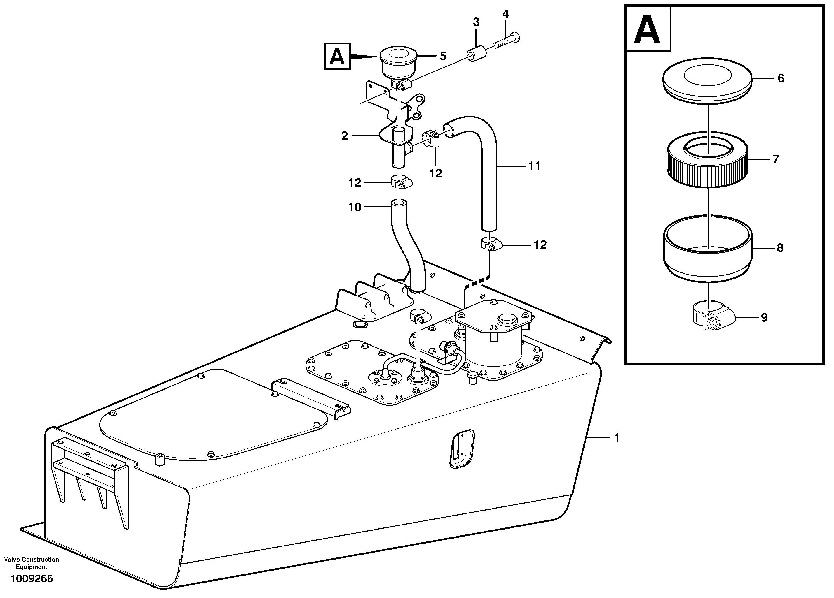 Схема запчастей Volvo A25E - 74767 Hydraulic oil tank, with fitting parts 