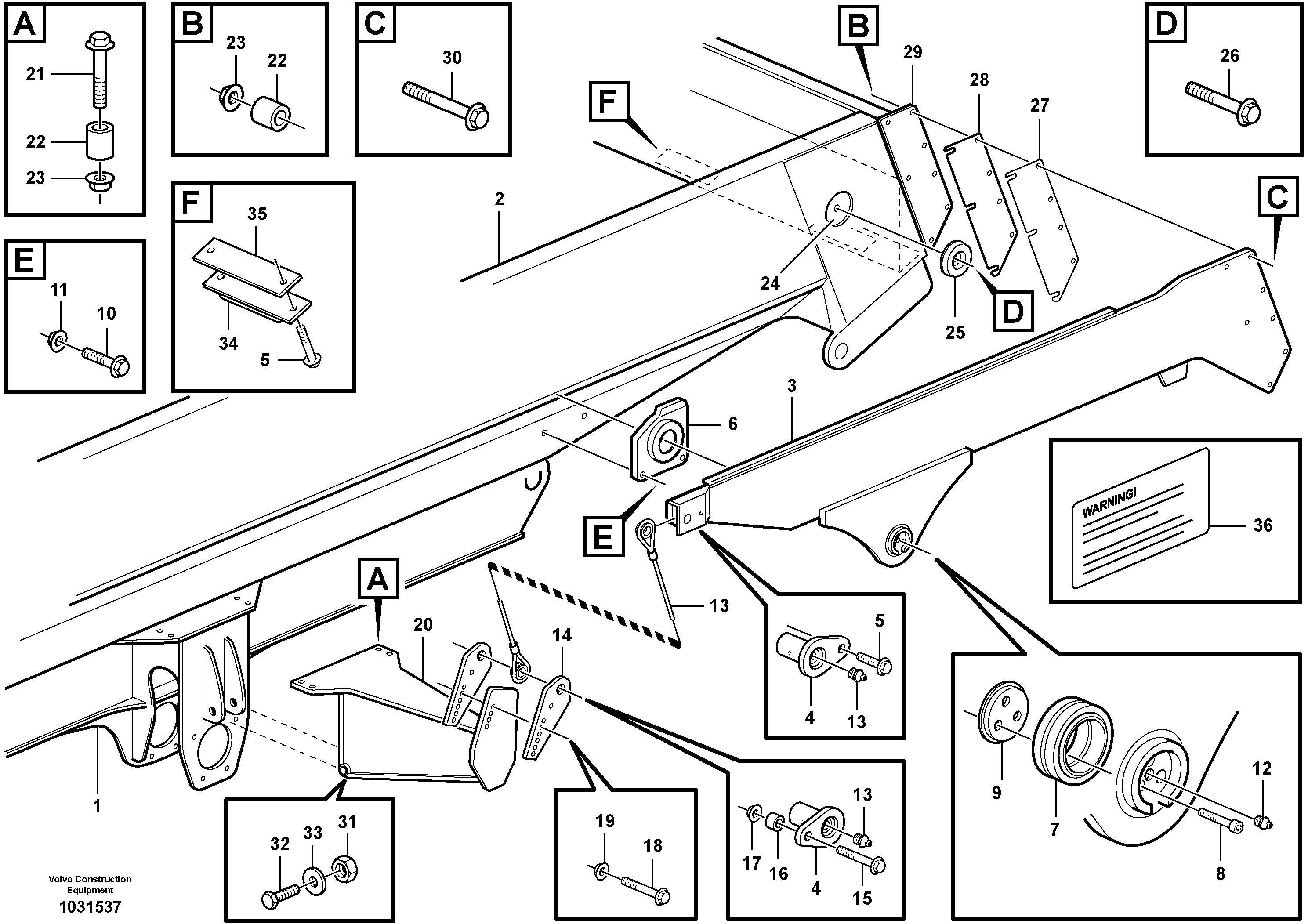 Схема запчастей Volvo A25E - 21596 Overhung tailgate 