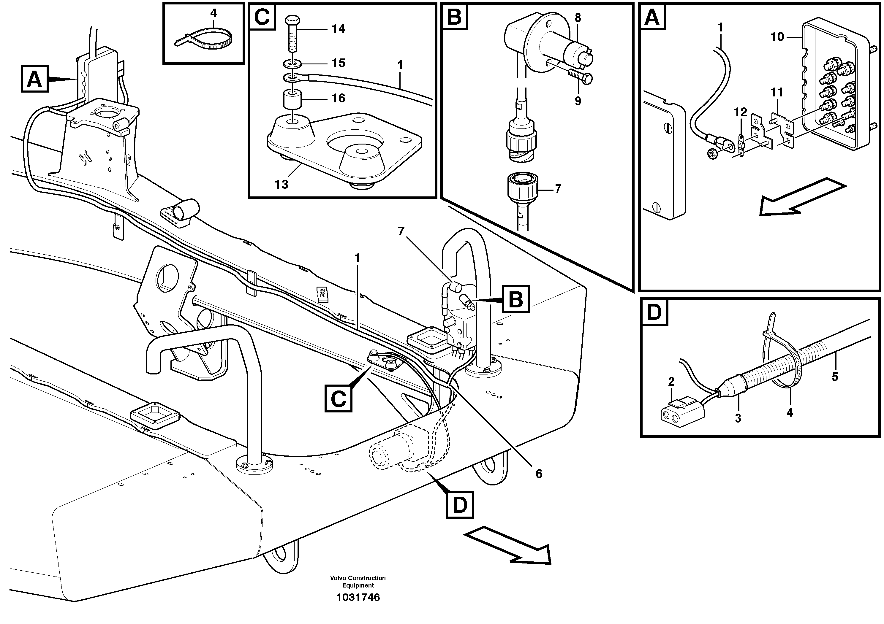 Схема запчастей Volvo A25E - 50519 Cable harnesses, enginehood 