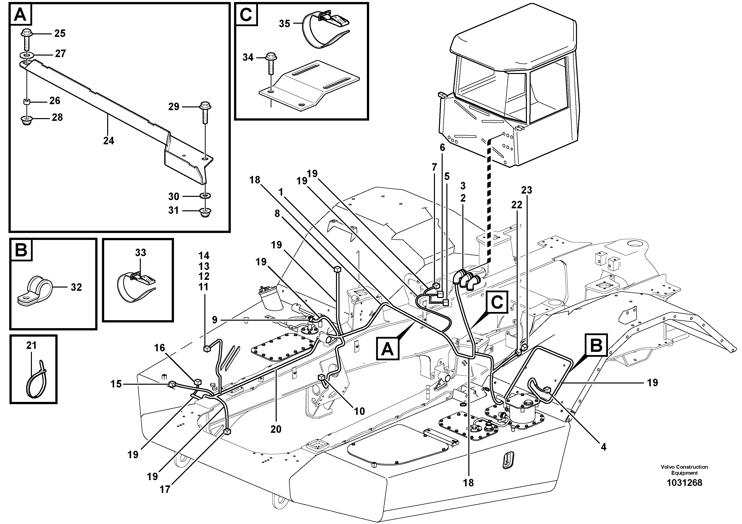 Схема запчастей Volvo A25E - 57526 Cable harnesses, front 