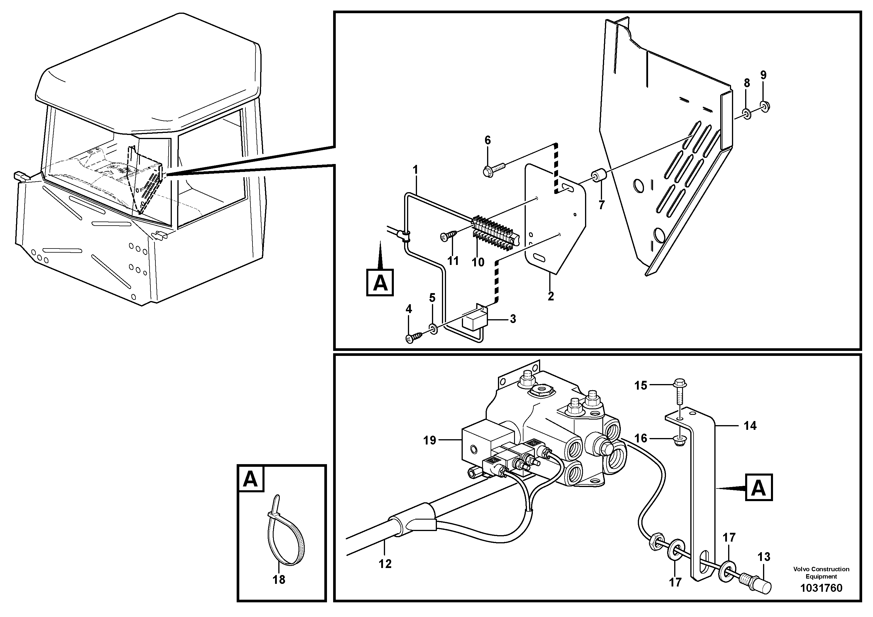 Схема запчастей Volvo A25E - 57921 Cable harness, turn-around wheel 