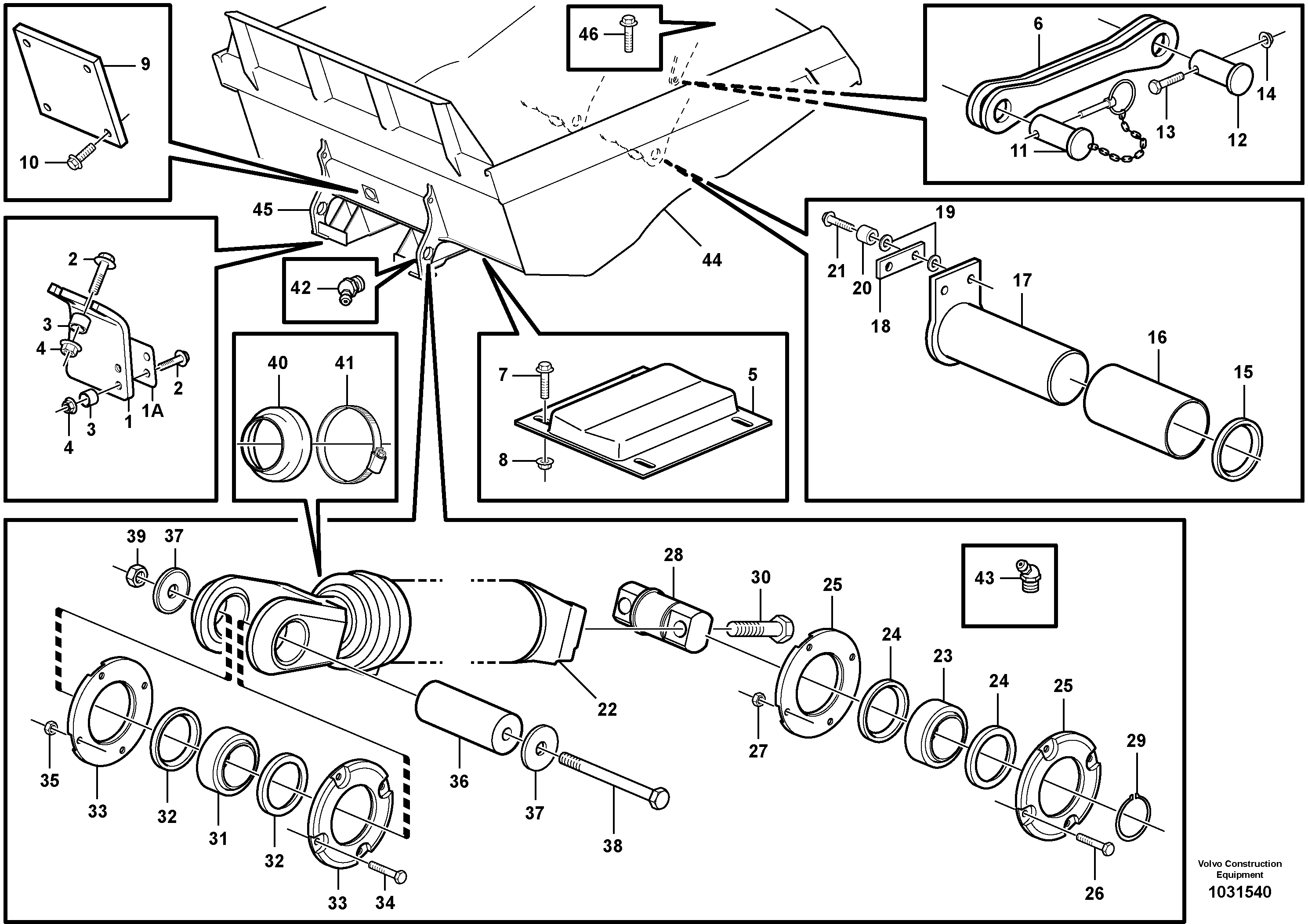 Схема запчастей Volvo A25E - 76205 Dumper basket with fitting parts 