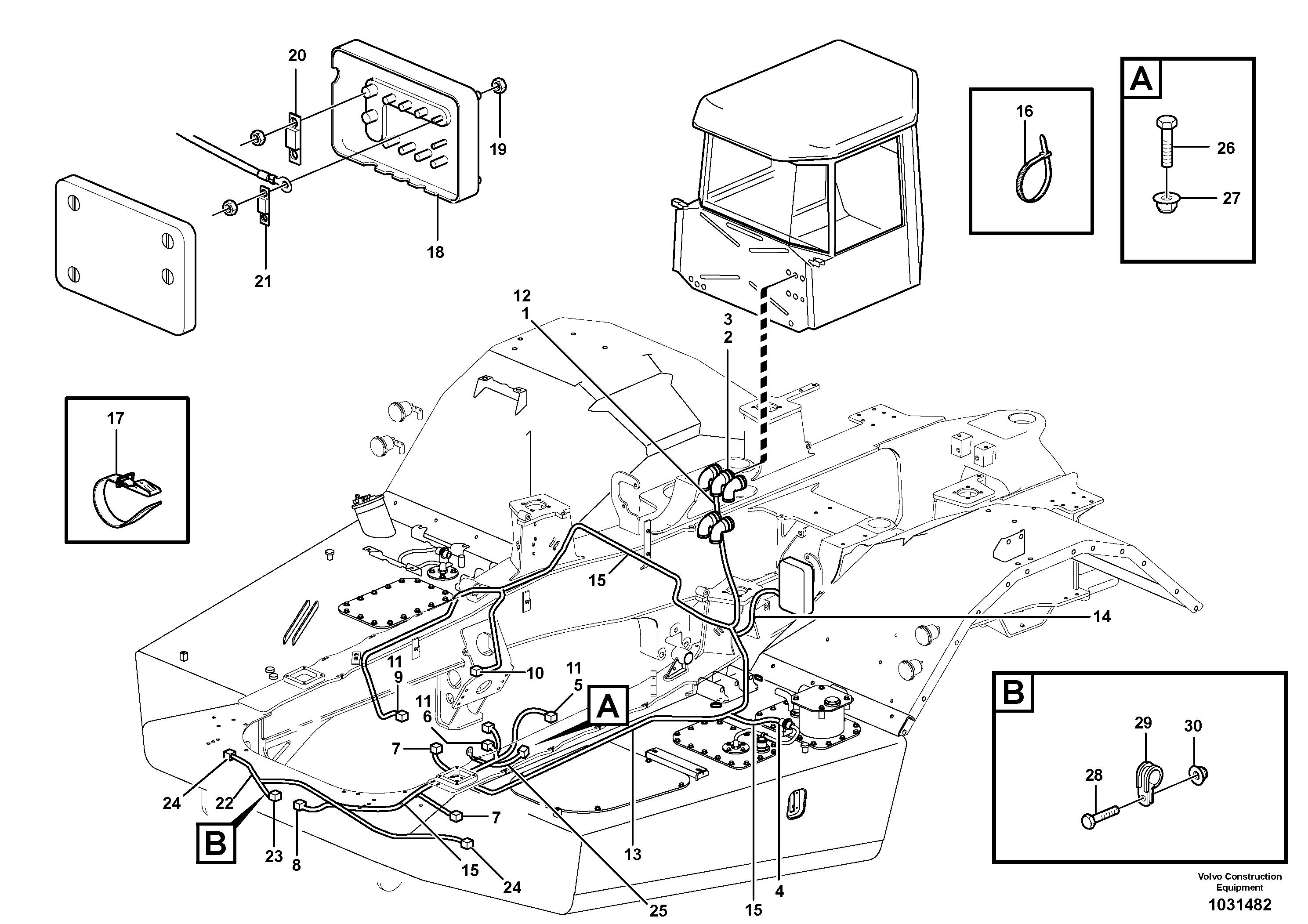 Схема запчастей Volvo A25E - 86391 Cable harnesses, front 