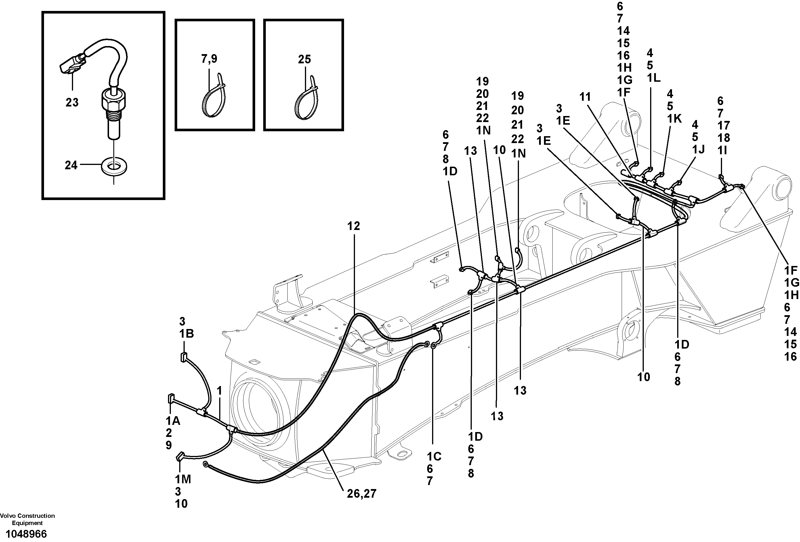Схема запчастей Volvo A25E - 8775 Cable harnesses, rear 