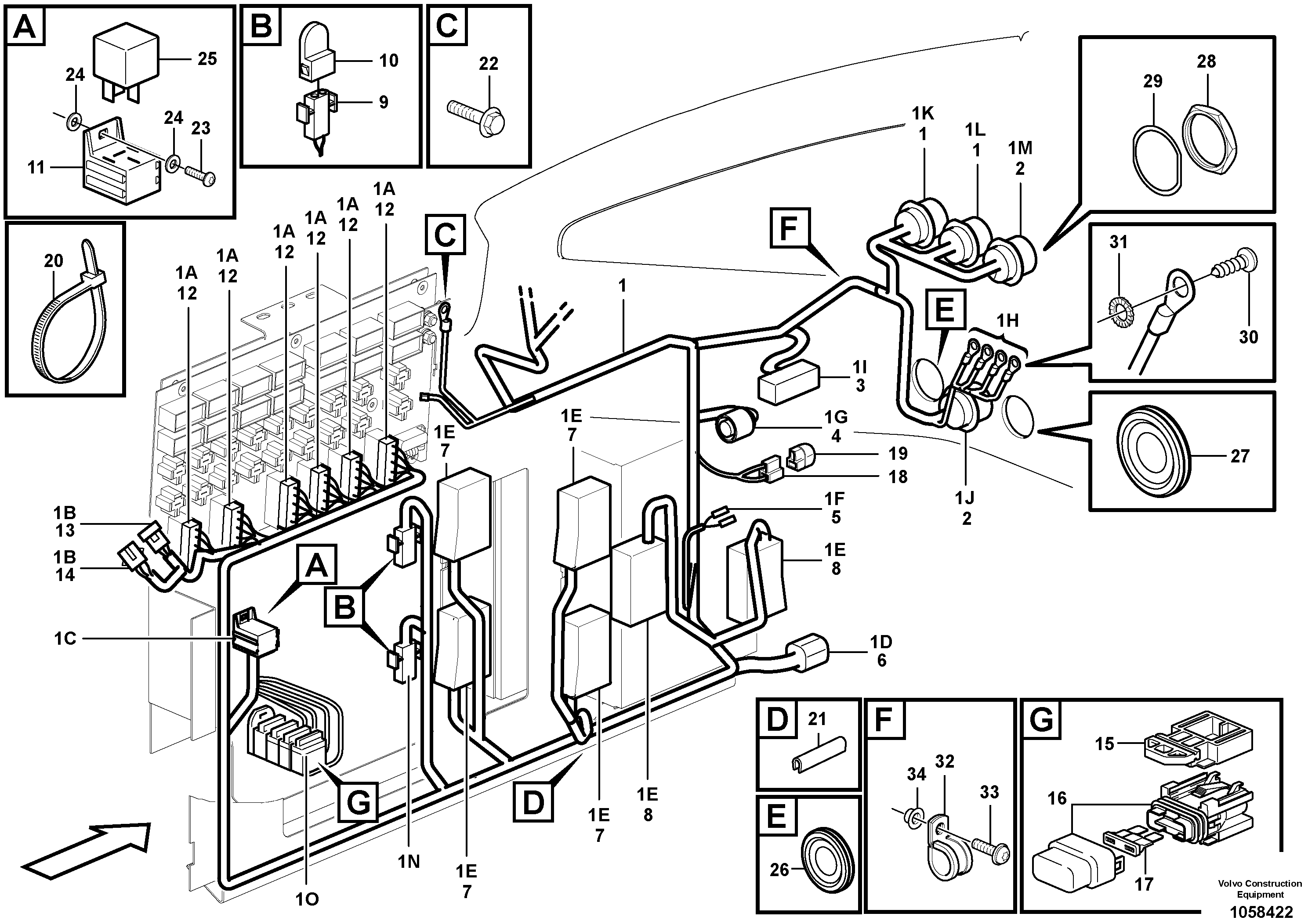 Схема запчастей Volvo A25E - 96679 Cable harness, electrical distribution unit 