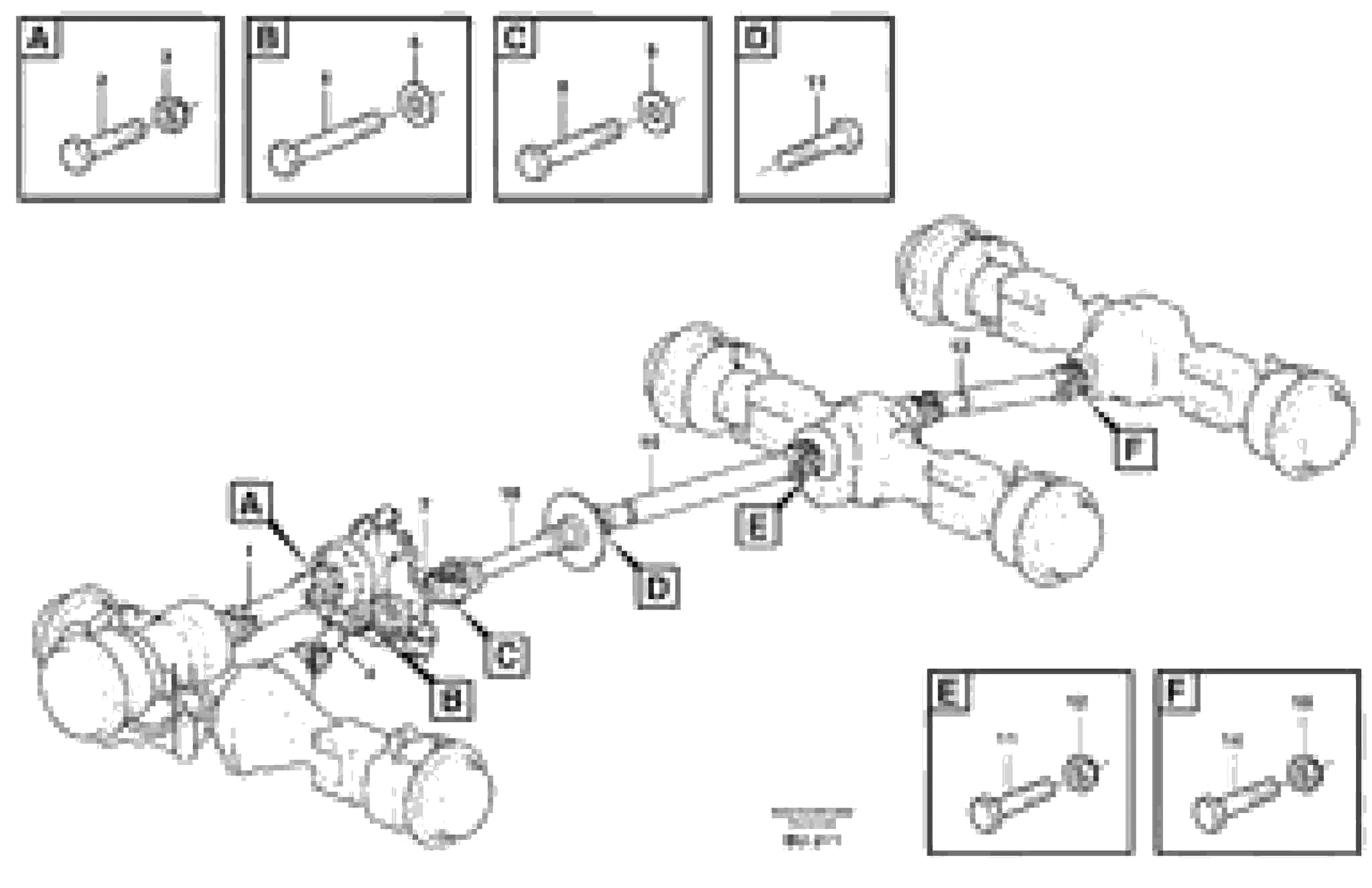 Схема запчастей Volvo A25E - 3452 Propeller shafts with fitting parts 