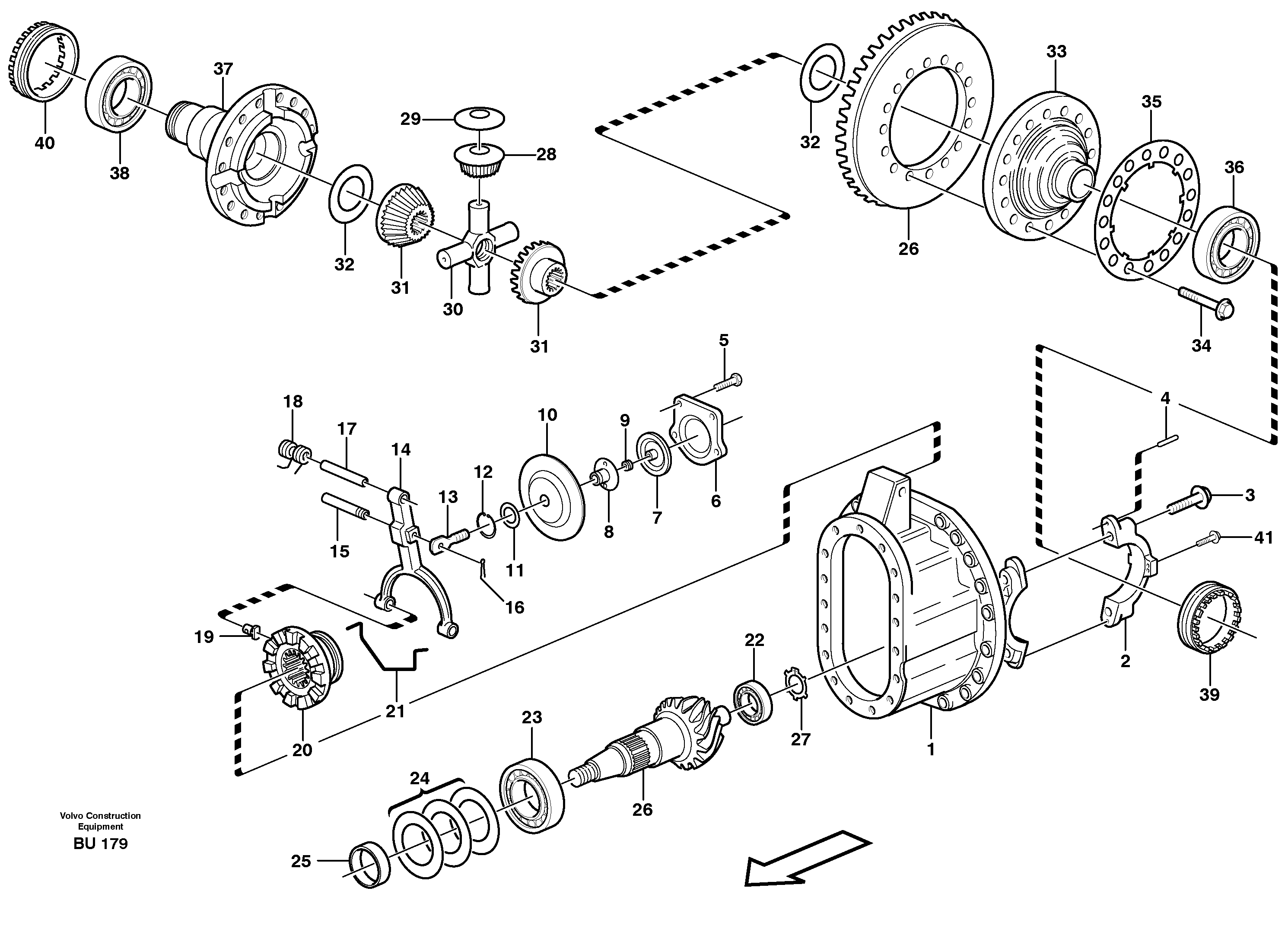 Схема запчастей Volvo A25E - 58744 Главная передача 