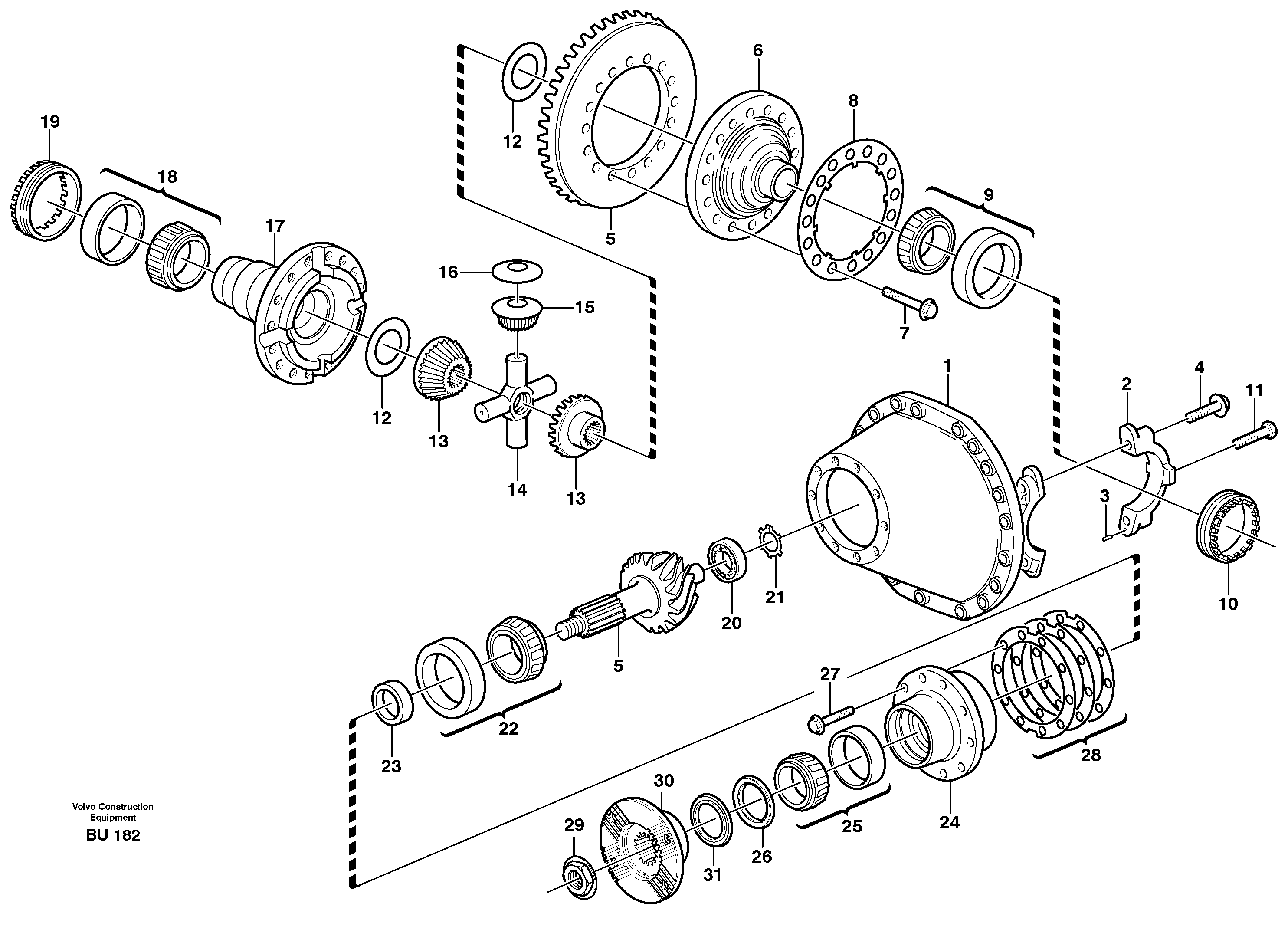 Схема запчастей Volvo A25E - 58745 Главная передача 