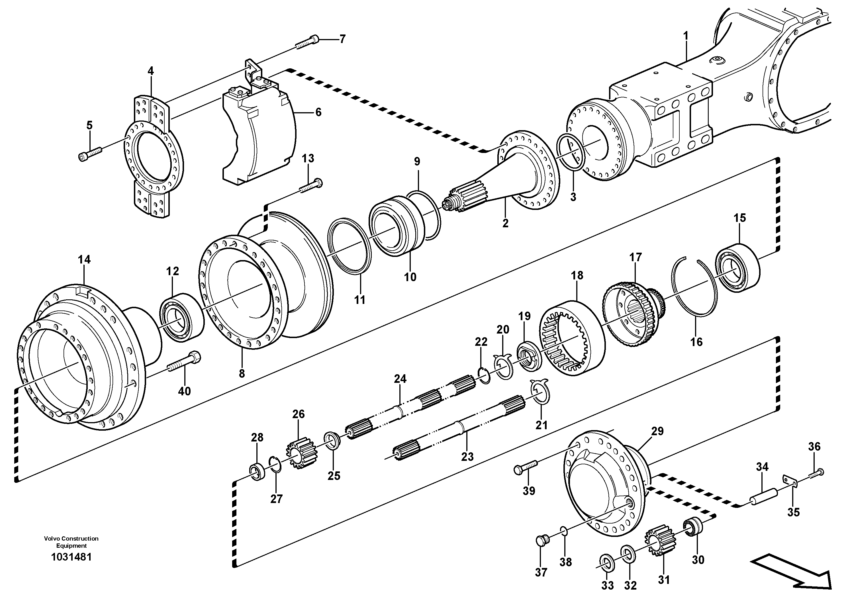 Схема запчастей Volvo A25E - 85377 Hub reduction, axle 1 load unit 