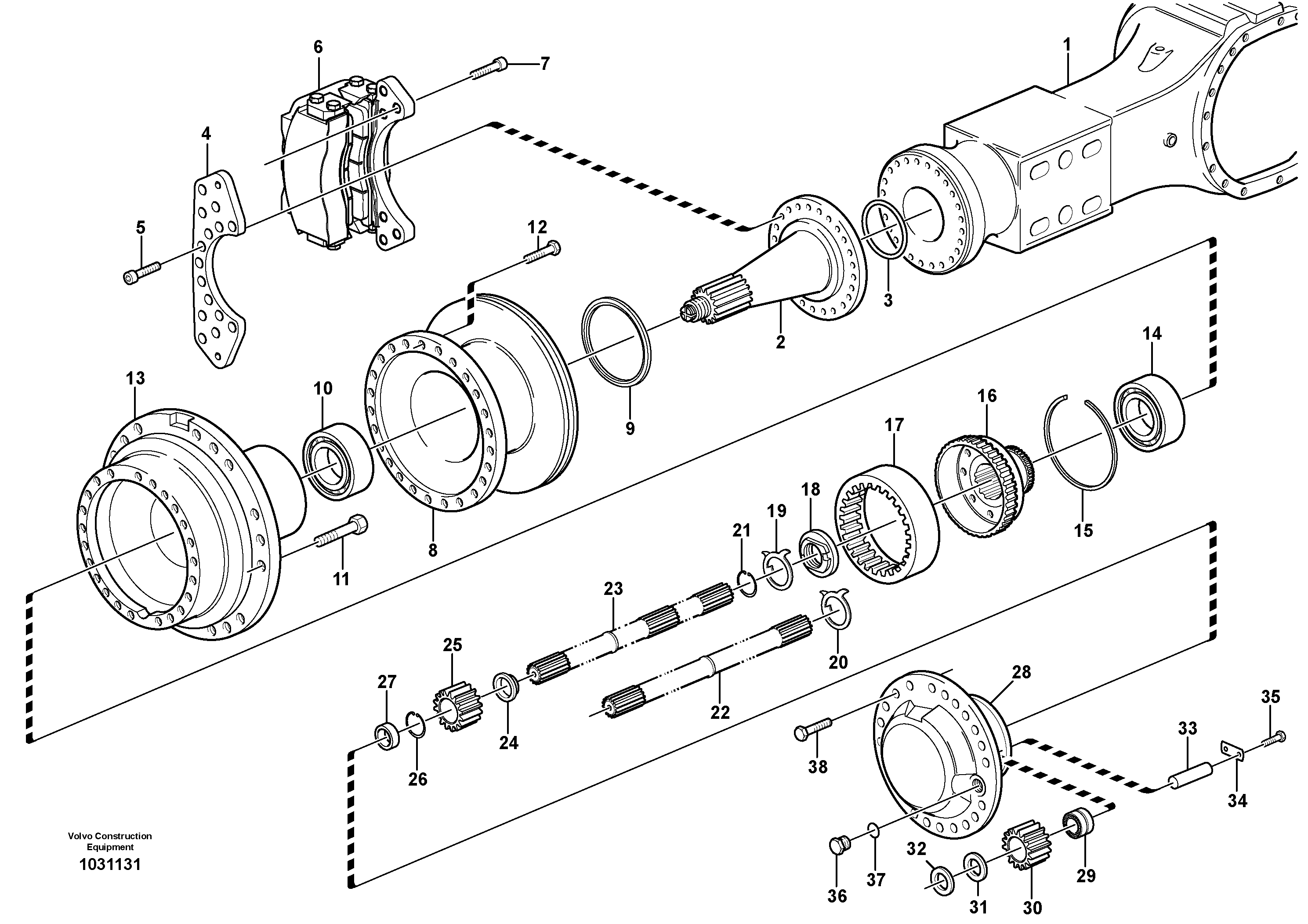 Схема запчастей Volvo A25E - 86356 Hub reduction, axle 1 load unit 