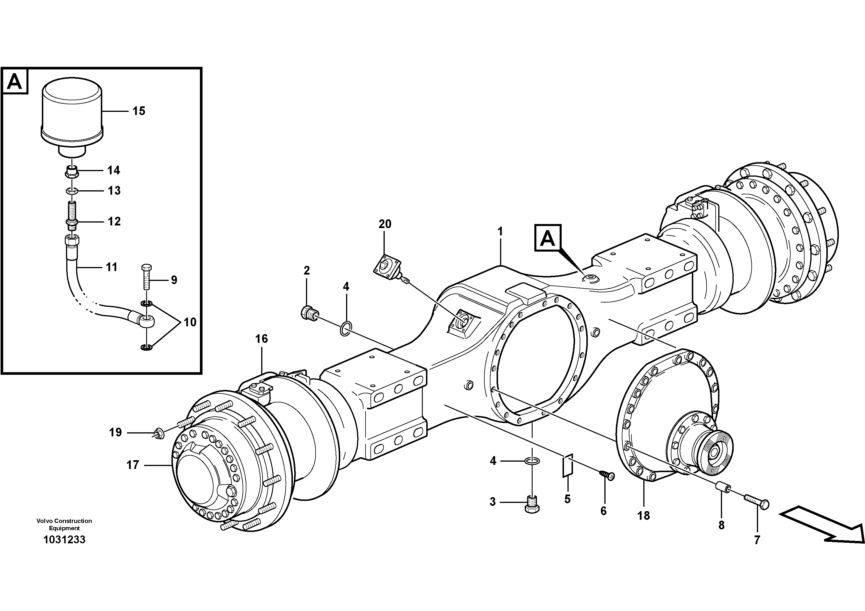 Схема запчастей Volvo A25E - 80703 Planetary axle 2, load unit 