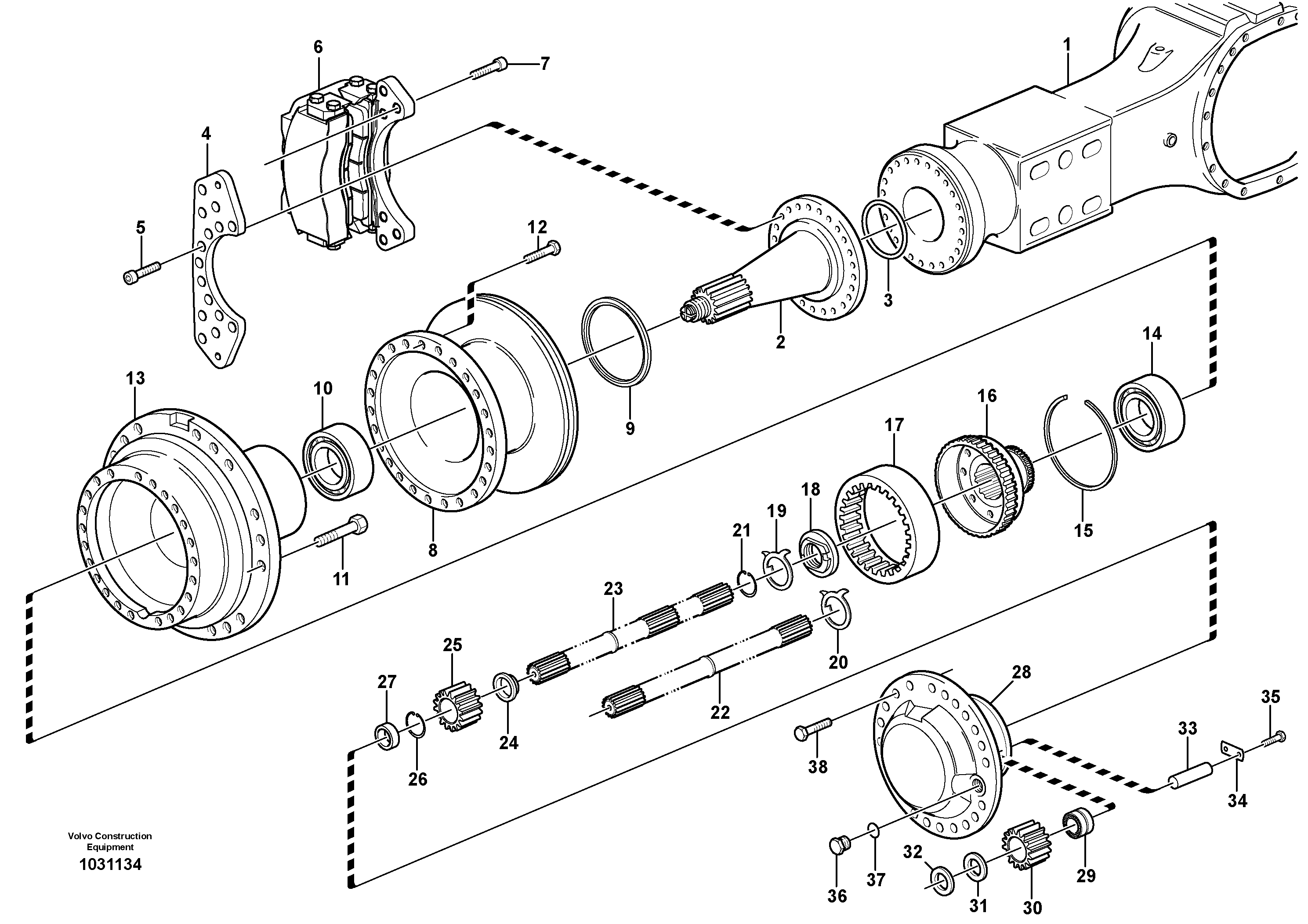 Схема запчастей Volvo A25E - 89542 Hub reduction, axle 2 load unit 