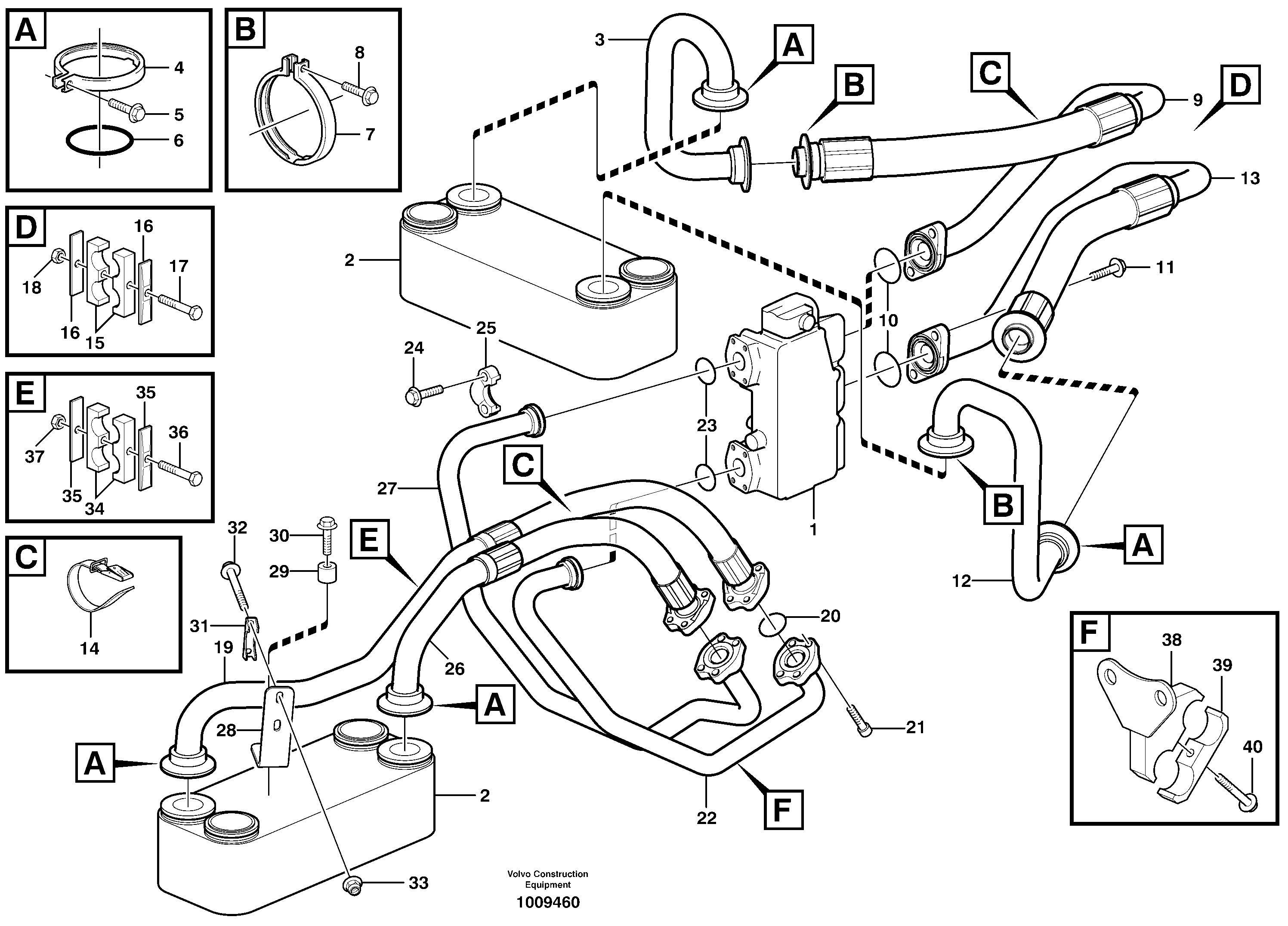 Схема запчастей Volvo A25E - 88530 Масляный радиатор 
