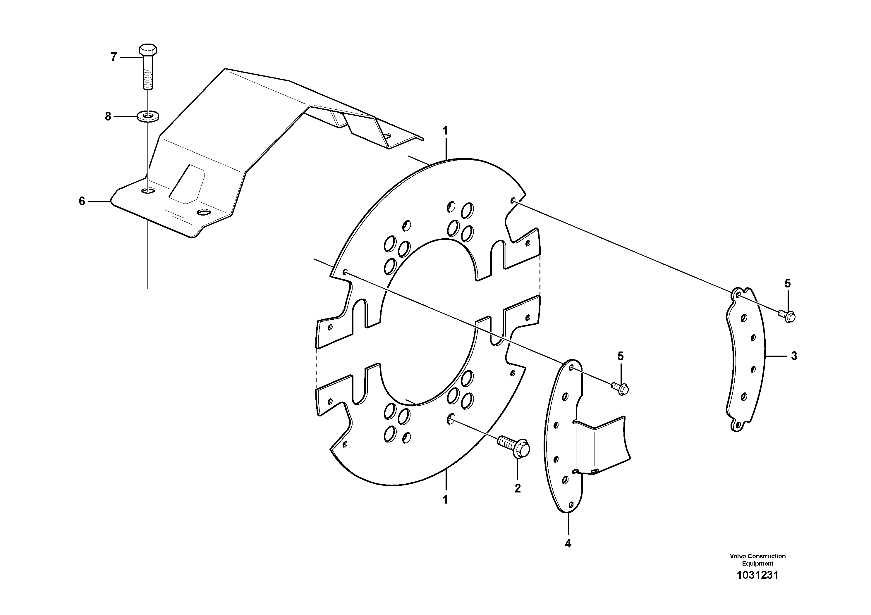 Схема запчастей Volvo A25E - 61276 Brake shield 