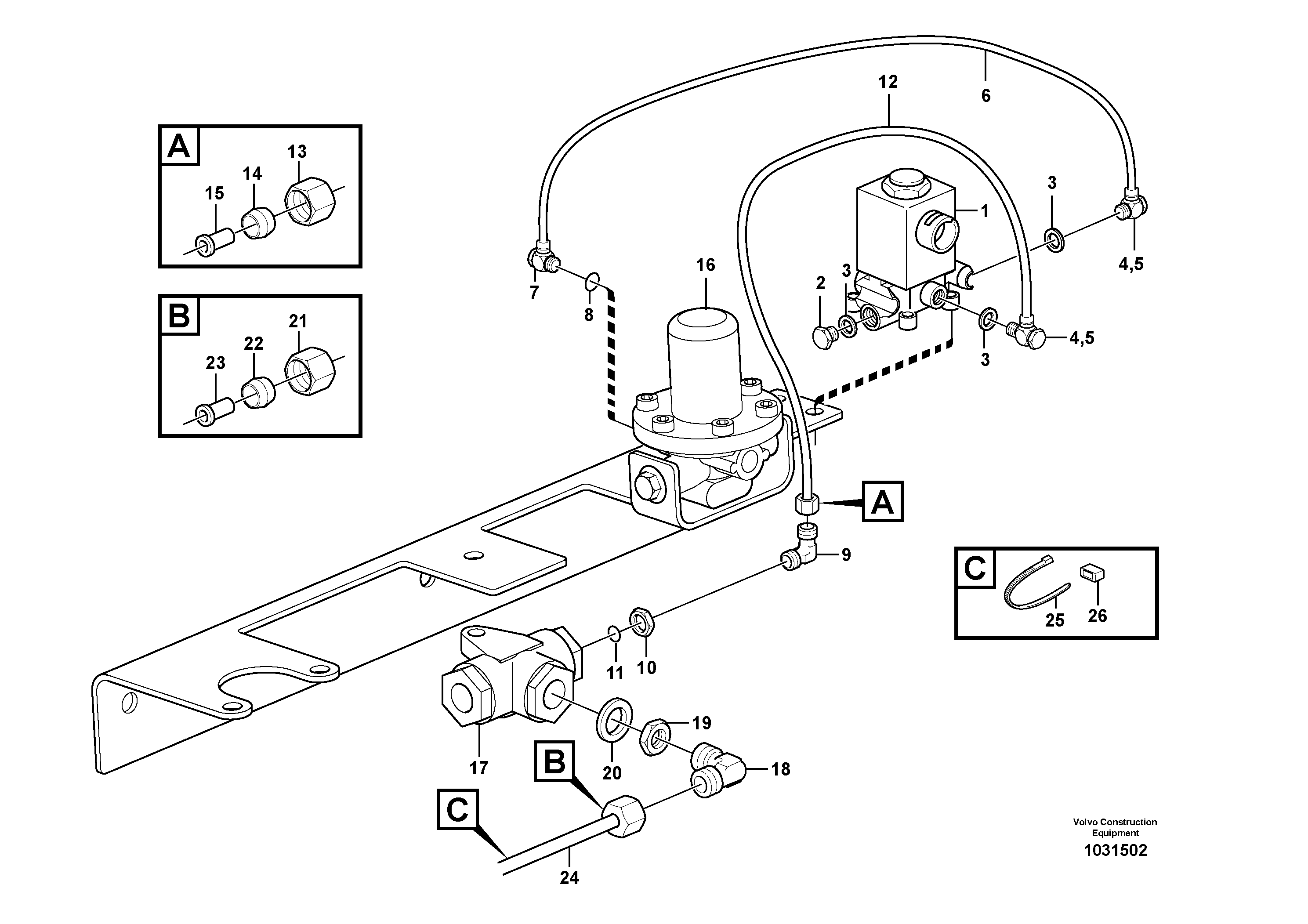 Схема запчастей Volvo A25E - 64023 Load and dump brake 