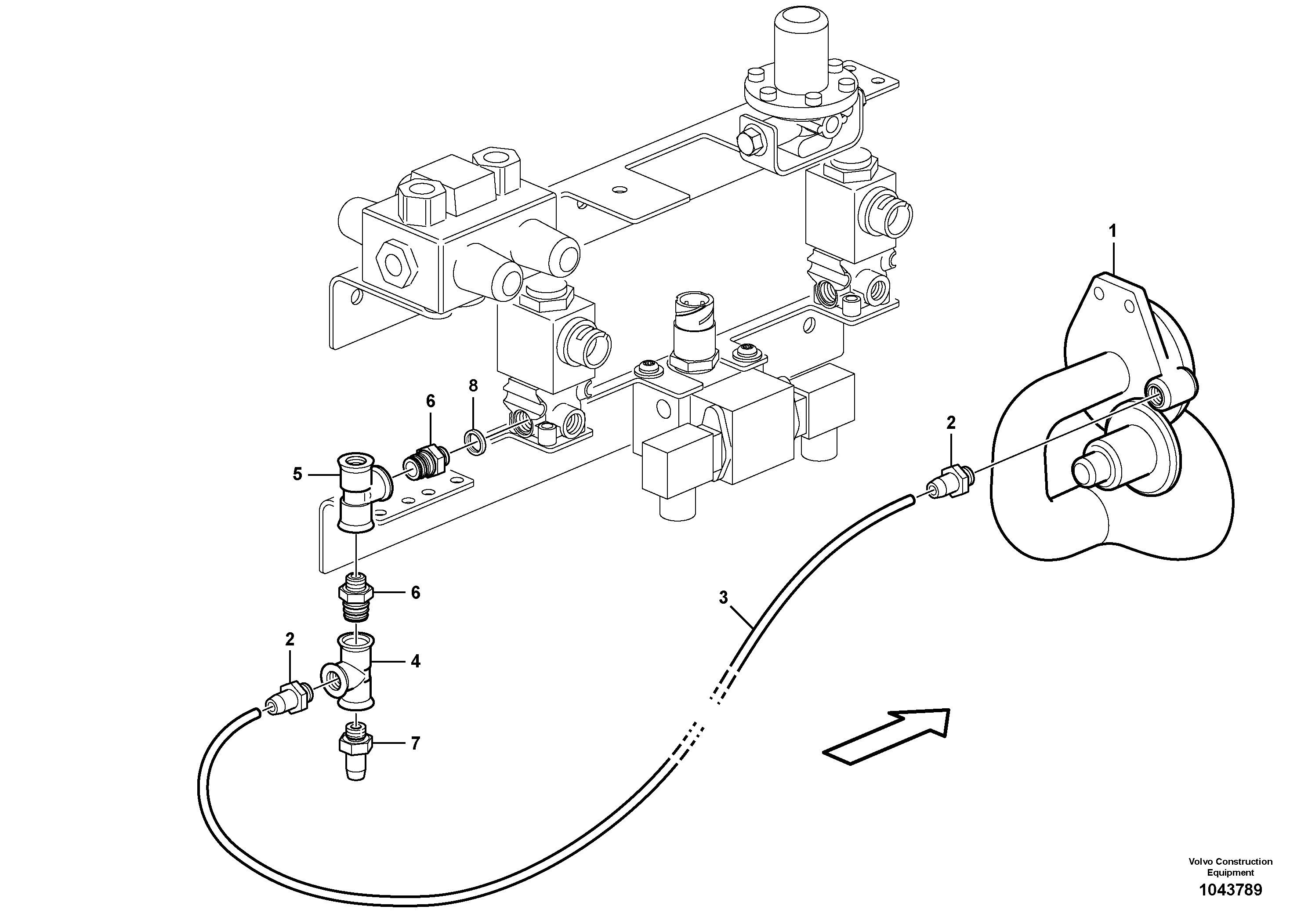 Схема запчастей Volvo A25E - 35654 Air system, horn 