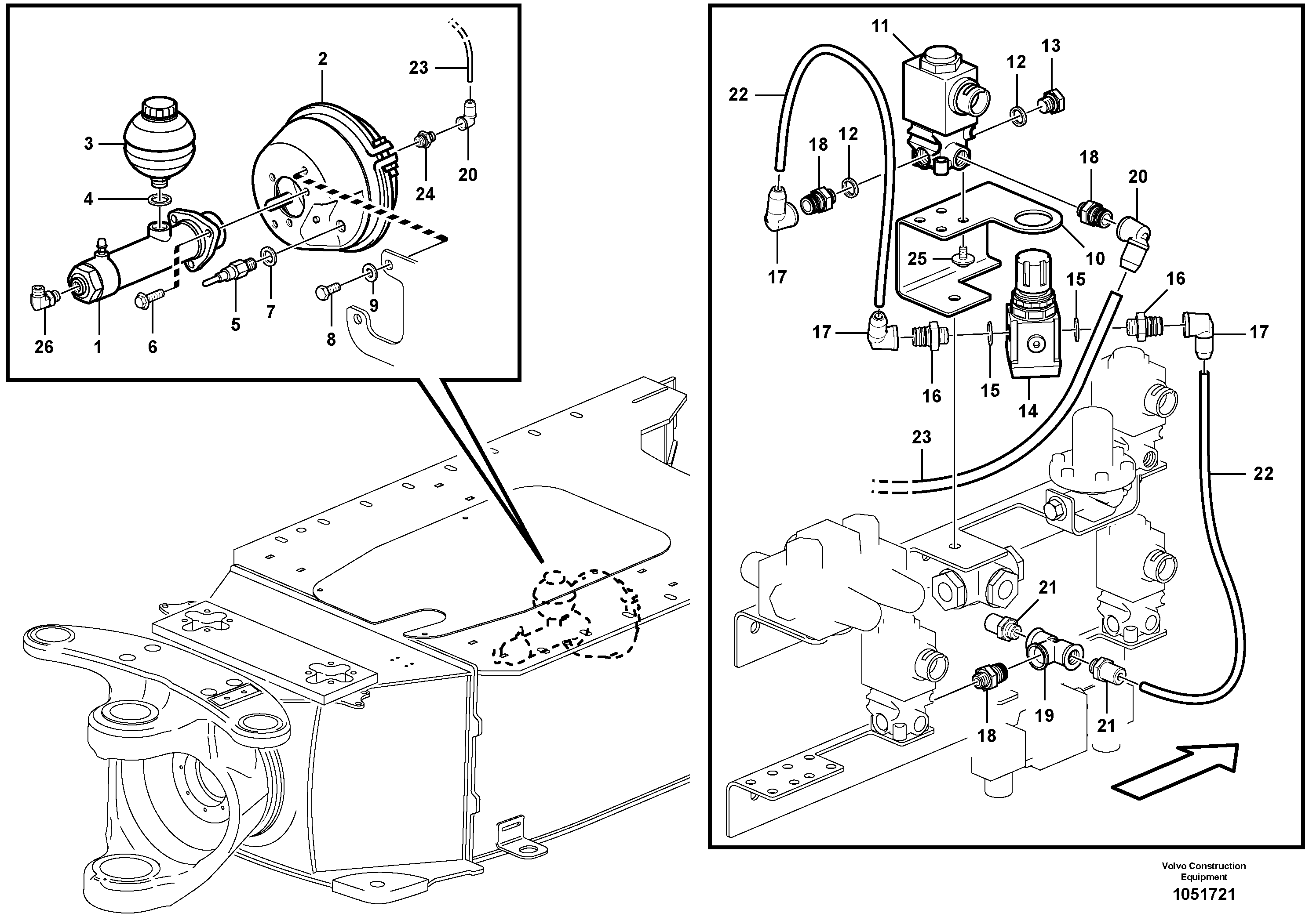 Схема запчастей Volvo A25E - 56733 Brake system, oscillation brake 