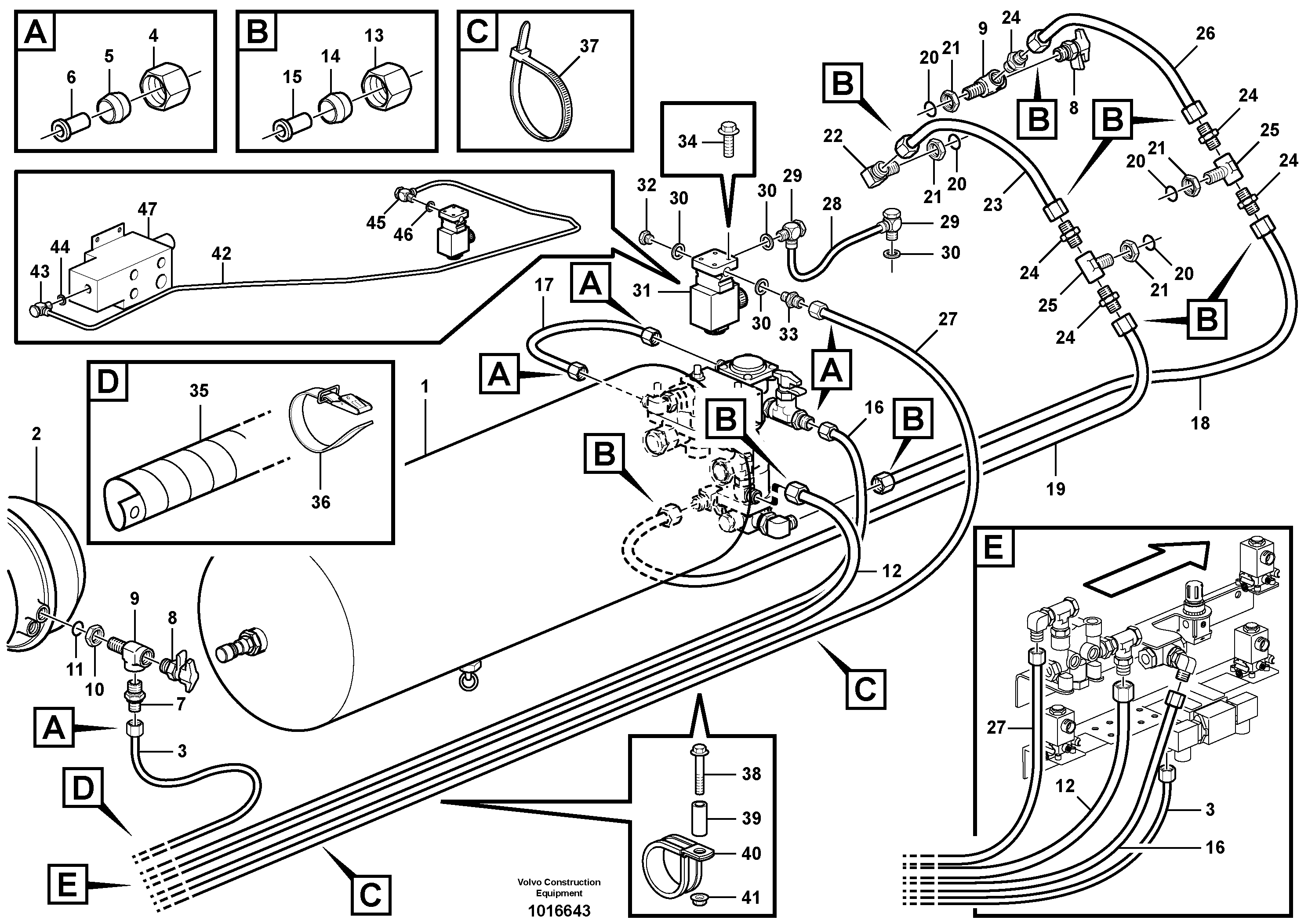Схема запчастей Volvo A25E - 64025 Brake system, load unit 