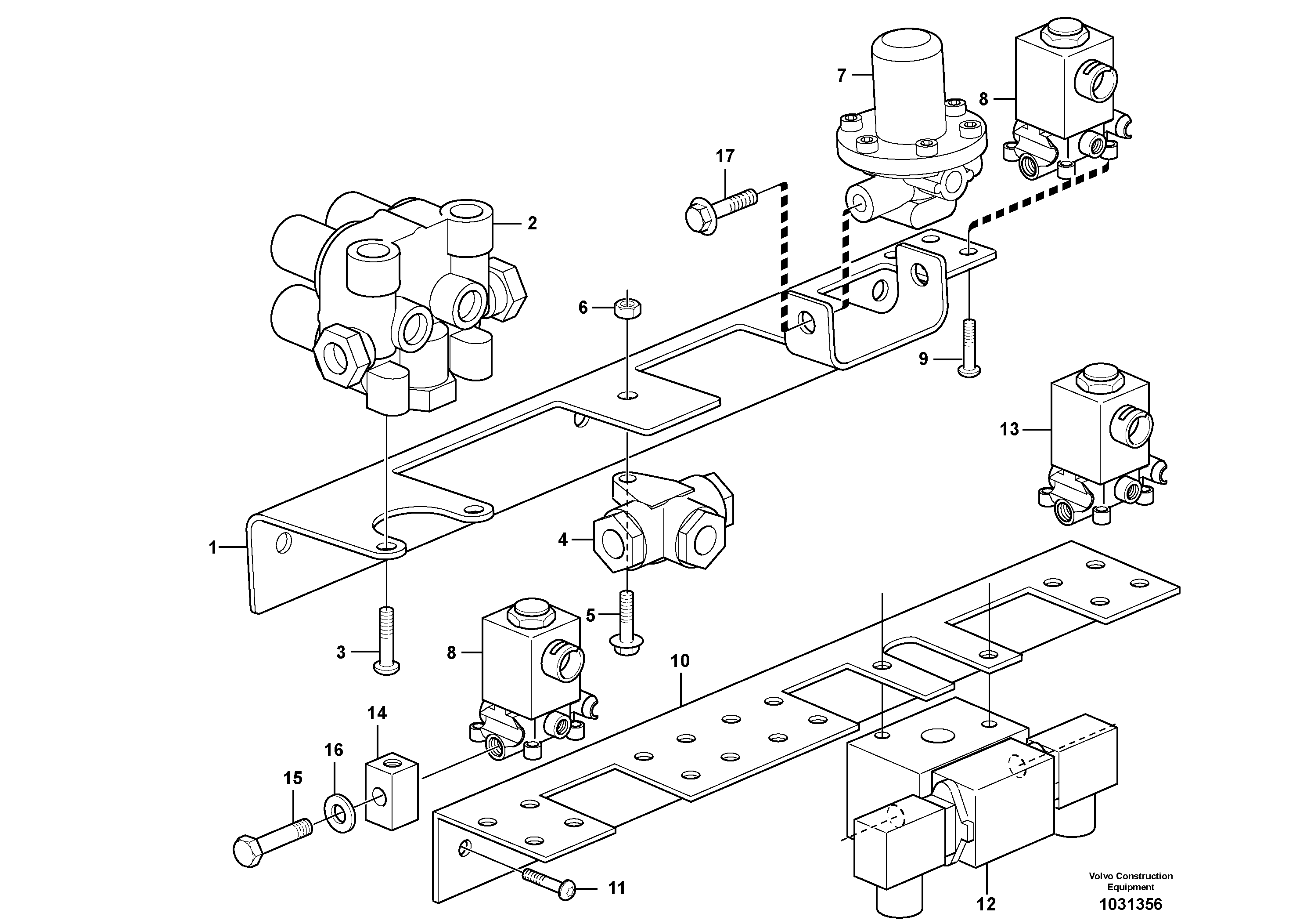 Схема запчастей Volvo A25E - 86857 Brake valves with fitting parts 