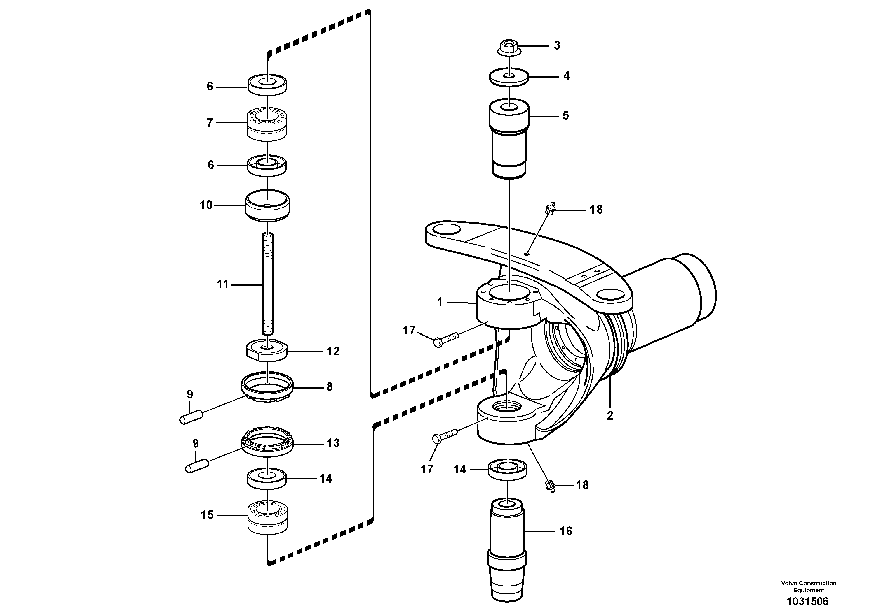 Схема запчастей Volvo A25E - 57922 Frame joint, vertical bearing 