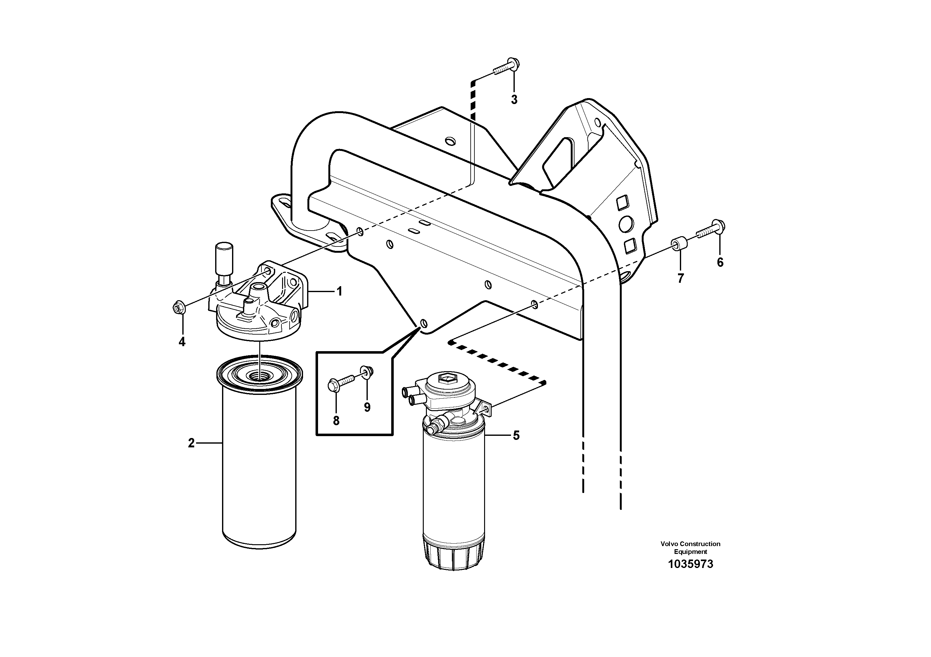 Схема запчастей Volvo A25E - 102459 Filter with fitting parts 