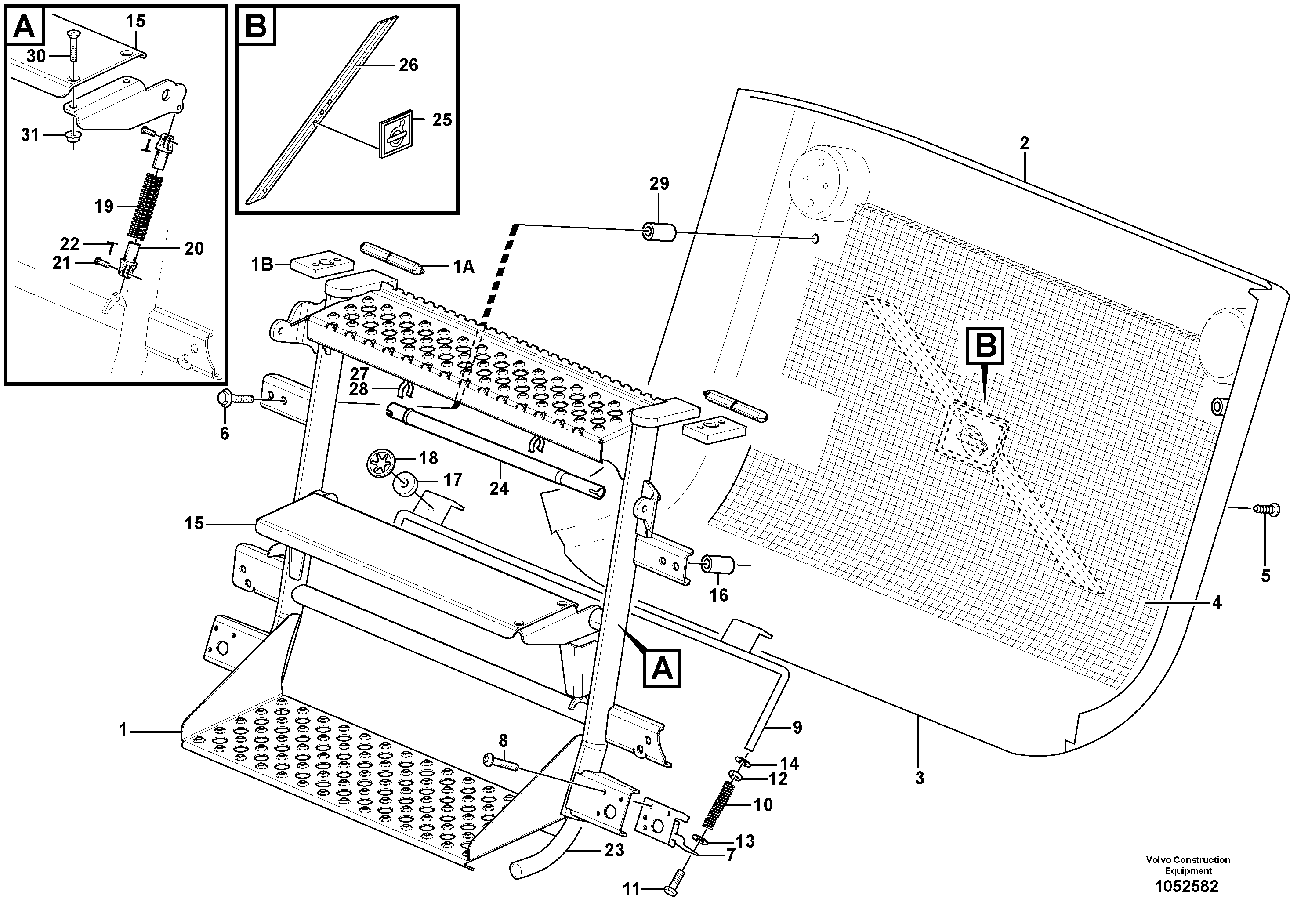 Схема запчастей Volvo A25E - 7513 Решетка 