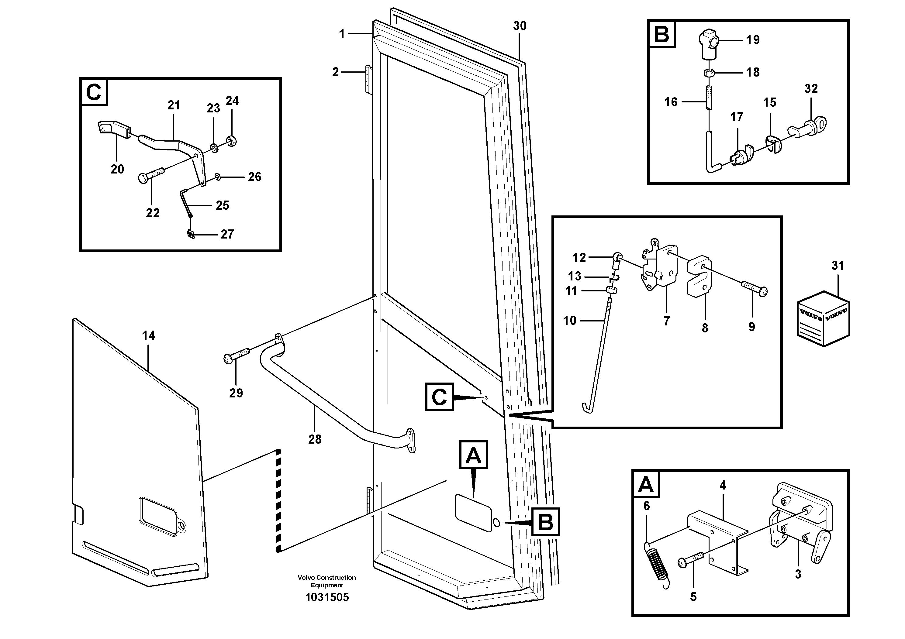 Схема запчастей Volvo A25E - 97584 Door 