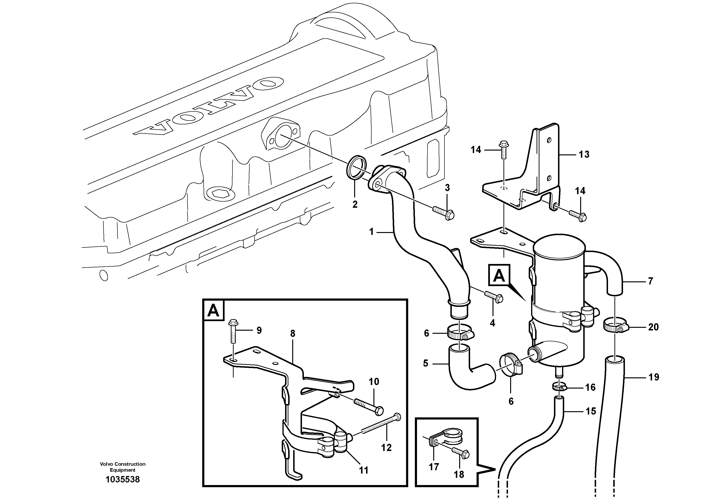 Схема запчастей Volvo A30E - 84989 Crankcase ventilation 
