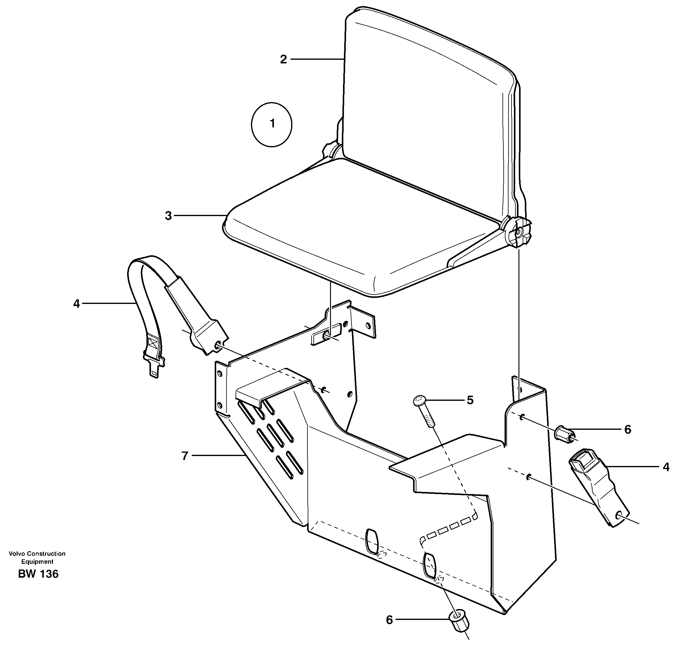 Схема запчастей Volvo A30D - 790 Instructors seat A30D S/N 12001 - S/N 73000 - BRA