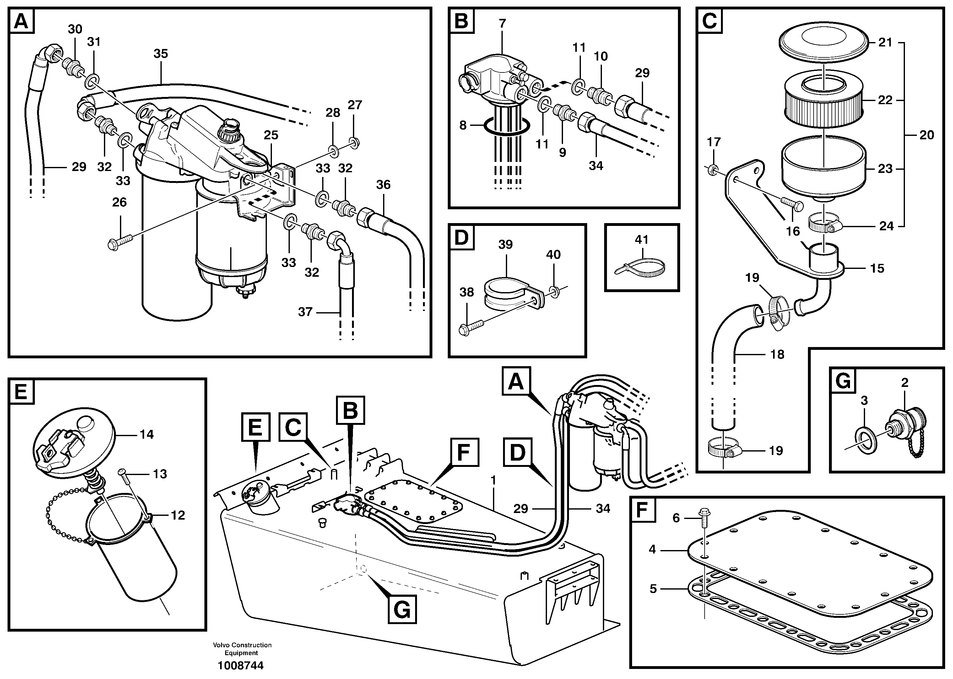 Схема запчастей Volvo A30D - 70171 Fuel tank, fuel pipes A30D S/N 12001 - S/N 73000 - BRA