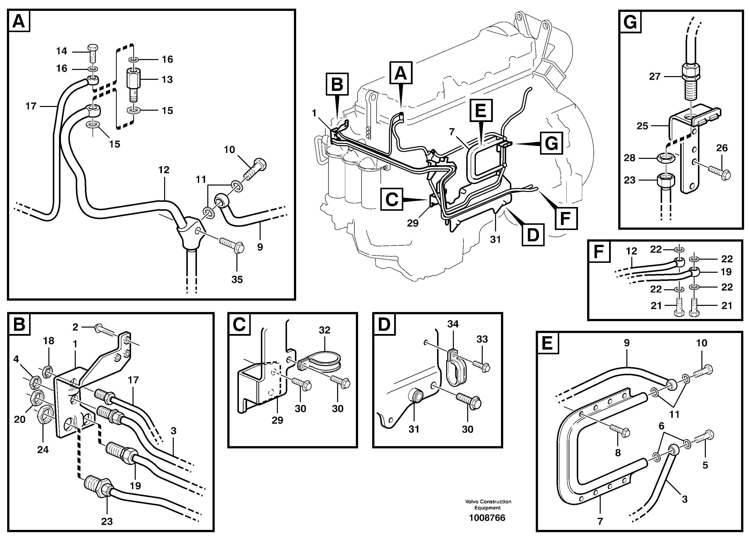 Схема запчастей Volvo A30D - 82590 Fuel pipes, fuel pump A30D S/N 12001 - S/N 73000 - BRA