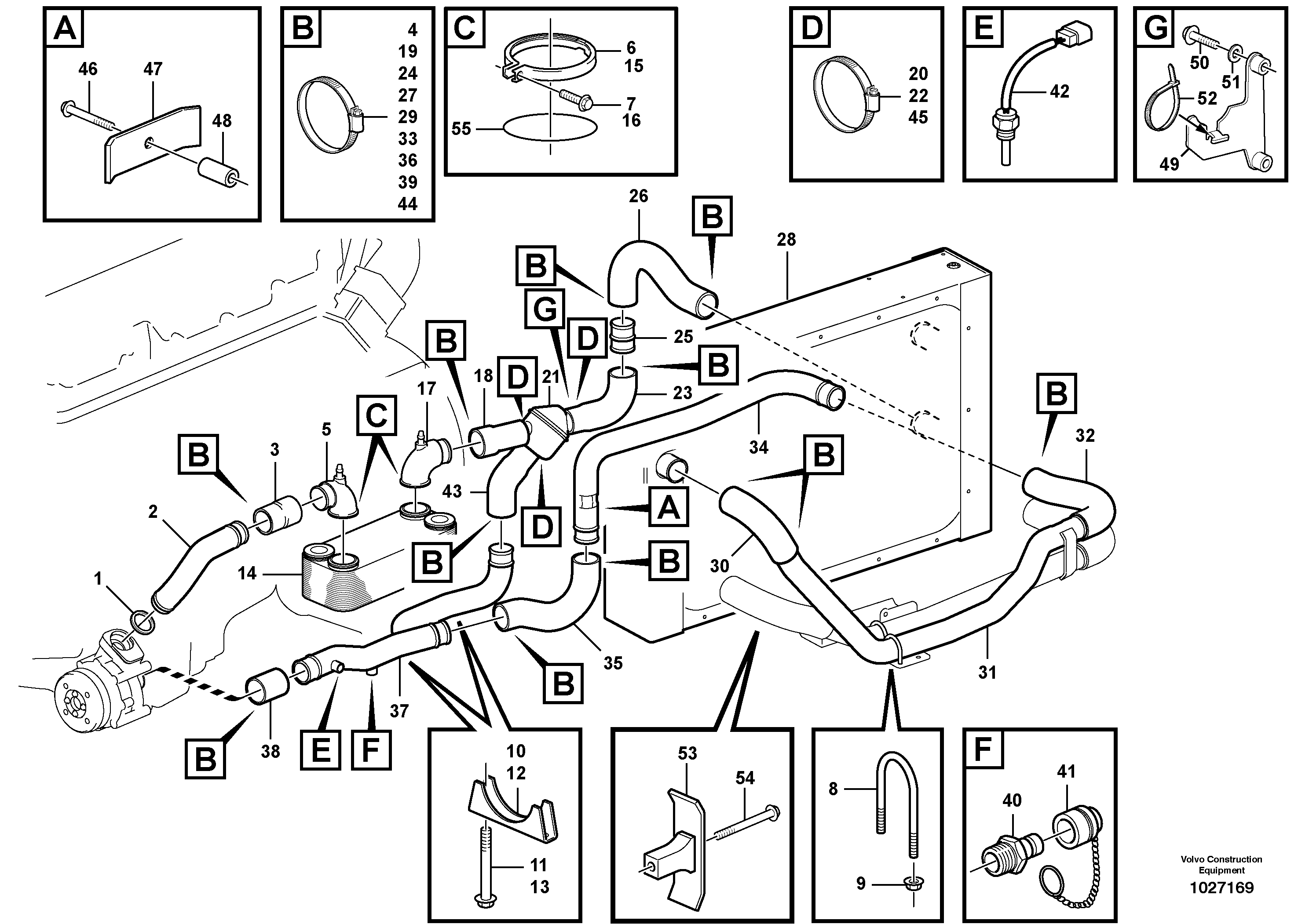 Схема запчастей Volvo A30D - 82529 Cooling system, secondary pump - converter A30D S/N 12001 - S/N 73000 - BRA
