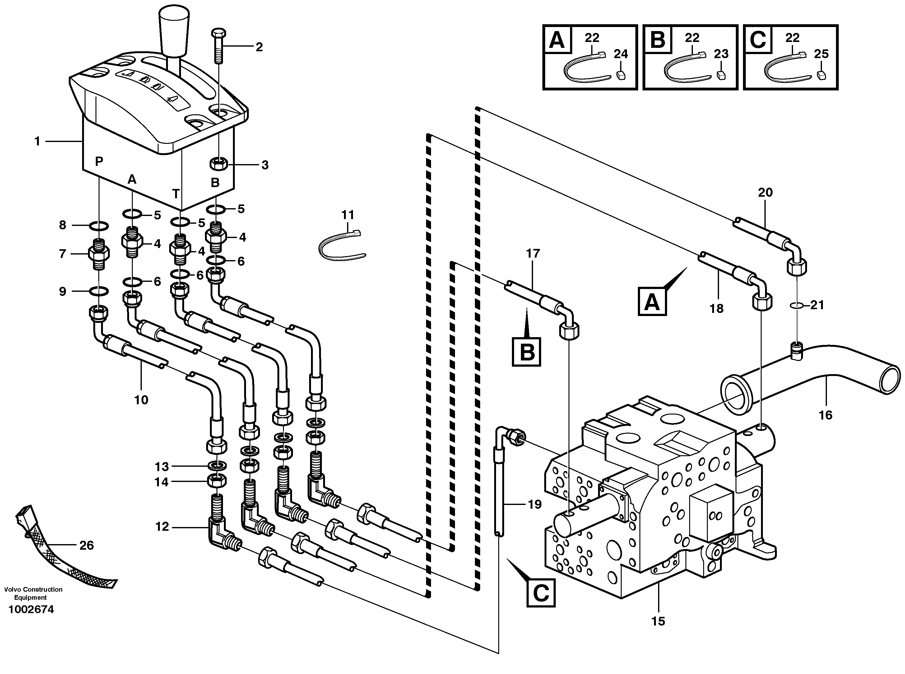 Схема запчастей Volvo A30D - 92539 Servo system, tipper control A30D S/N 12001 - S/N 73000 - BRA