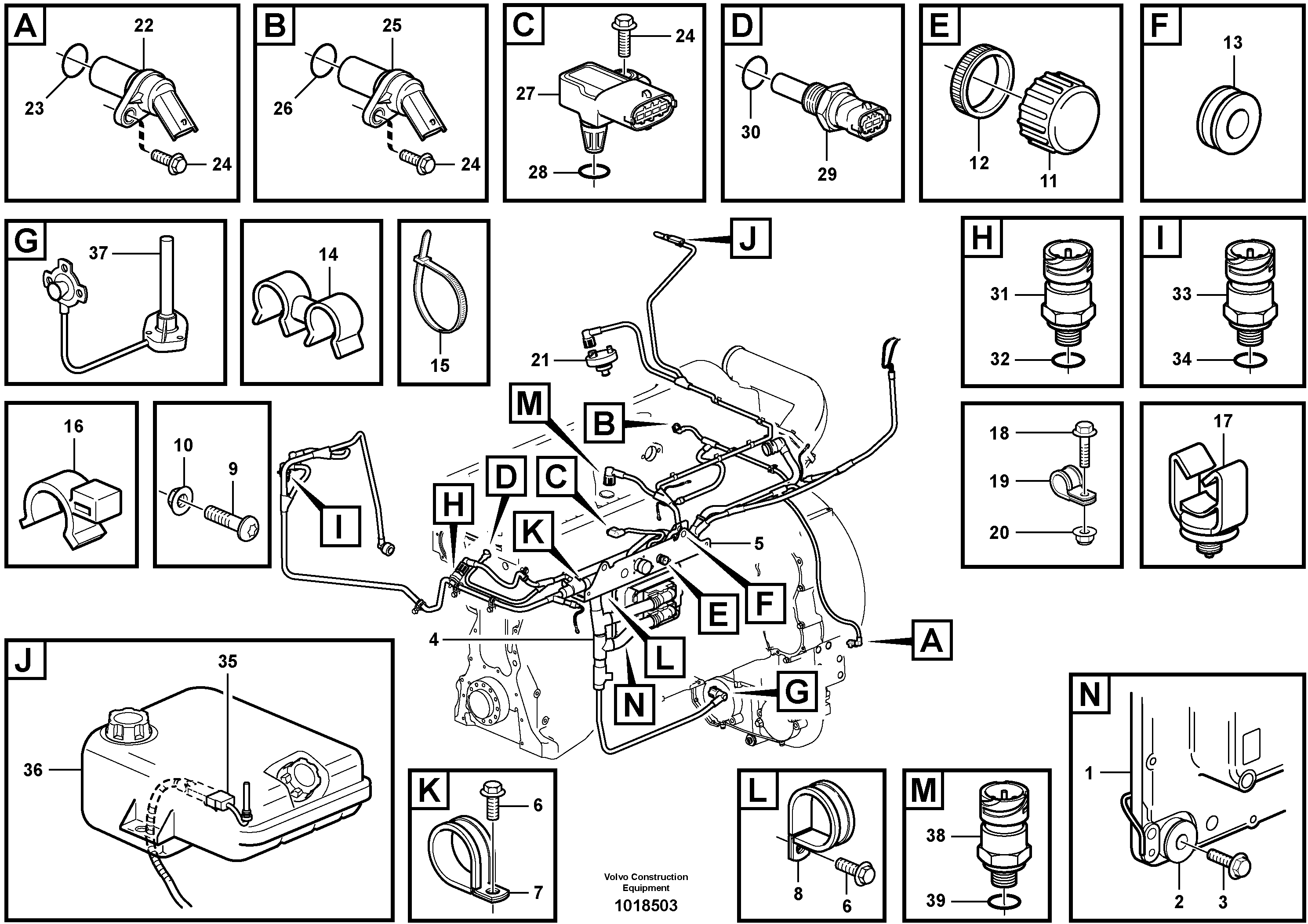 Схема запчастей Volvo A30D - 105996 Cable harness, engine ECU A30D S/N 12001 - S/N 73000 - BRA