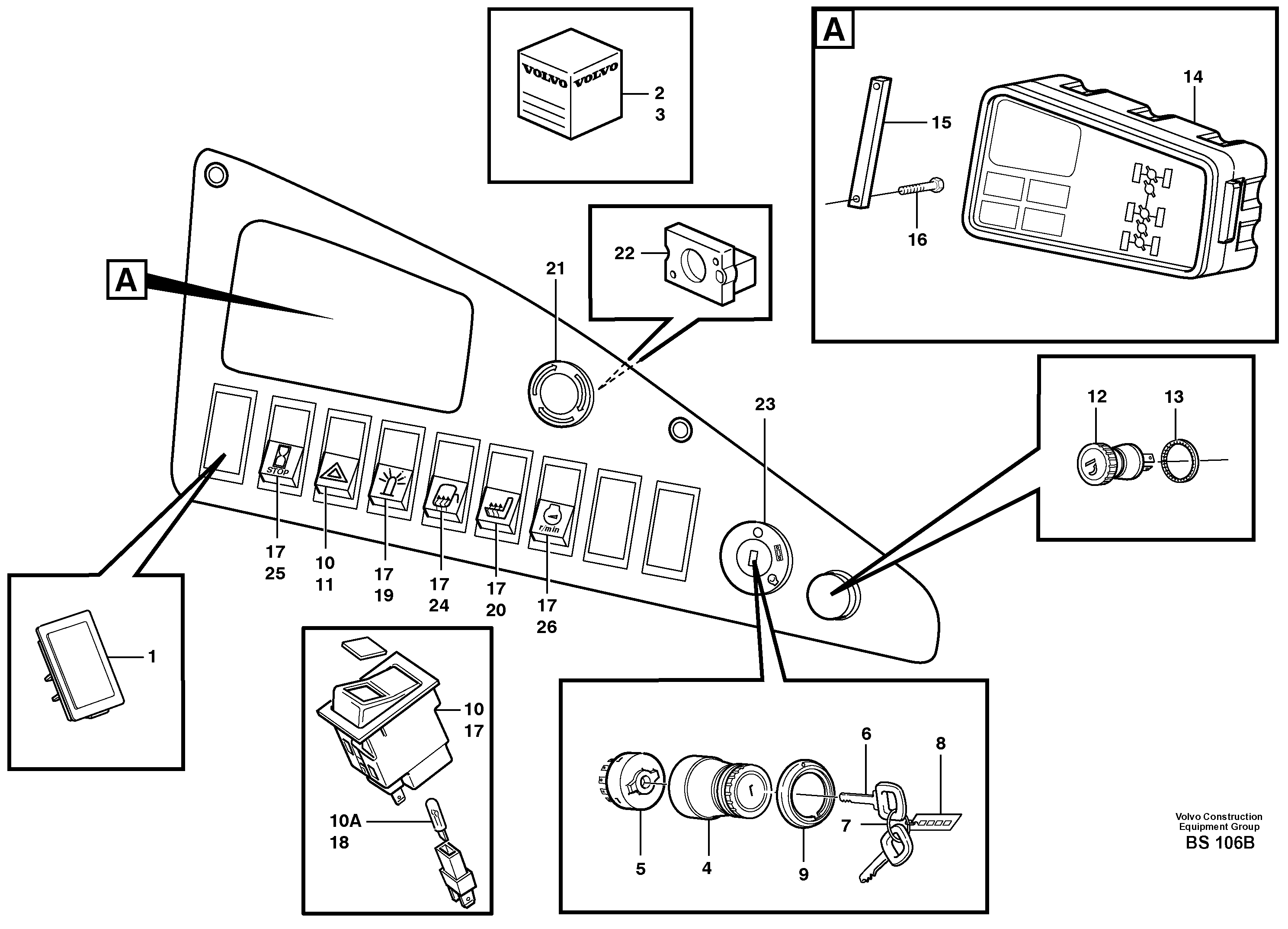 Схема запчастей Volvo A30D - 96512 Instrument panel, right A30D S/N 12001 - S/N 73000 - BRA