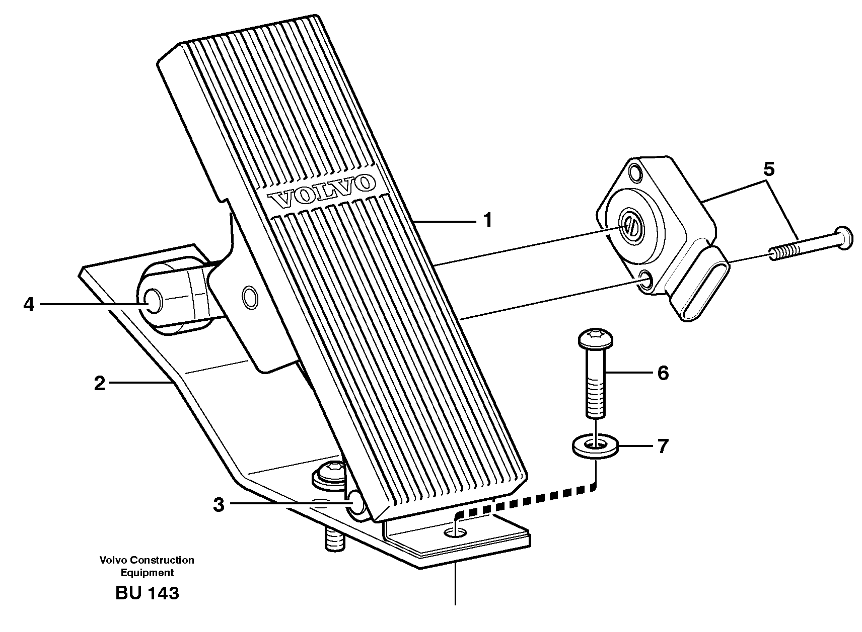 Схема запчастей Volvo A30D - 178 Педаль ретардера (тормоза-замедлителя) A30D S/N 12001 - S/N 73000 - BRA