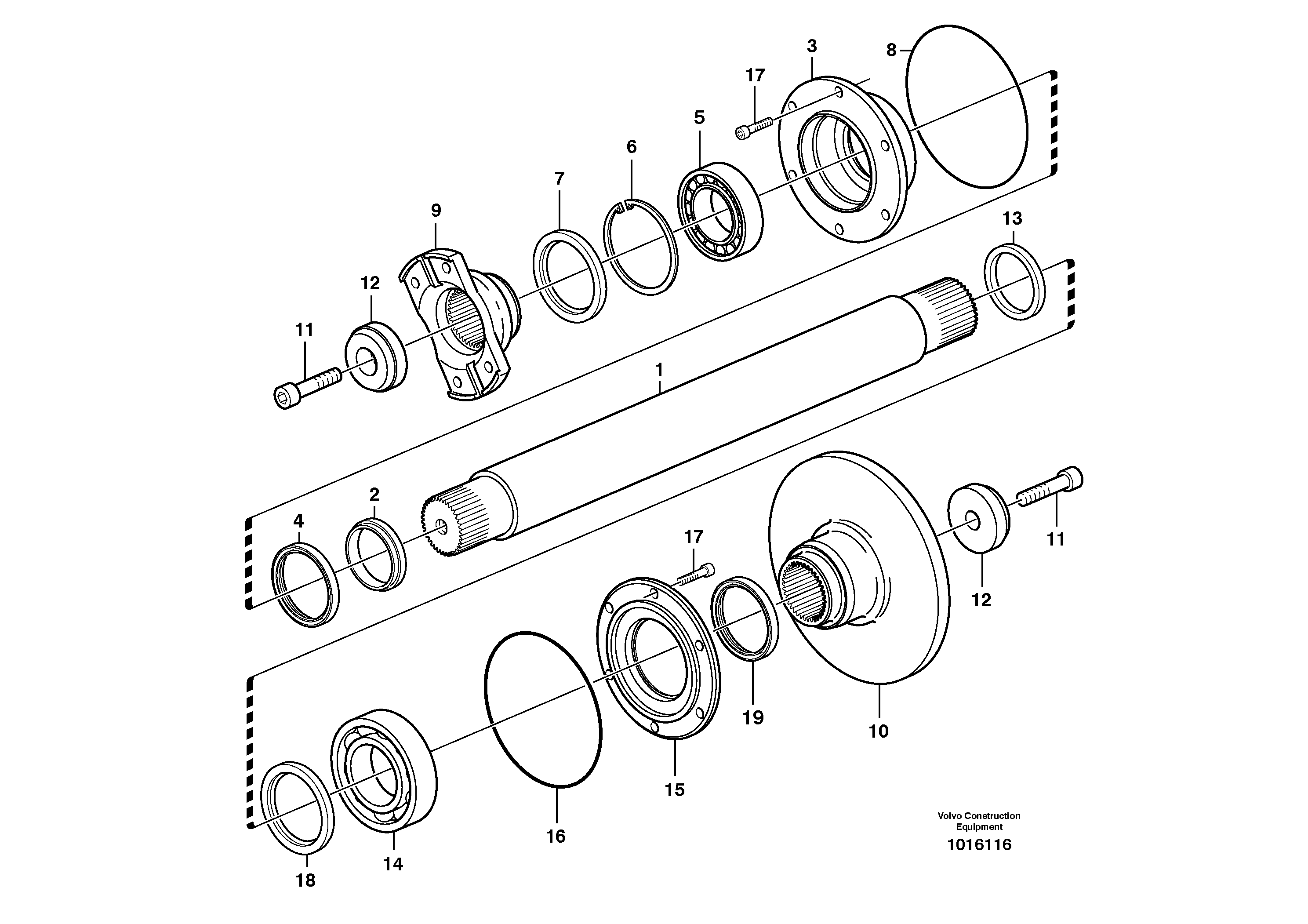 Схема запчастей Volvo A30D - 187 Intermediate shaft A30D S/N 12001 - S/N 73000 - BRA