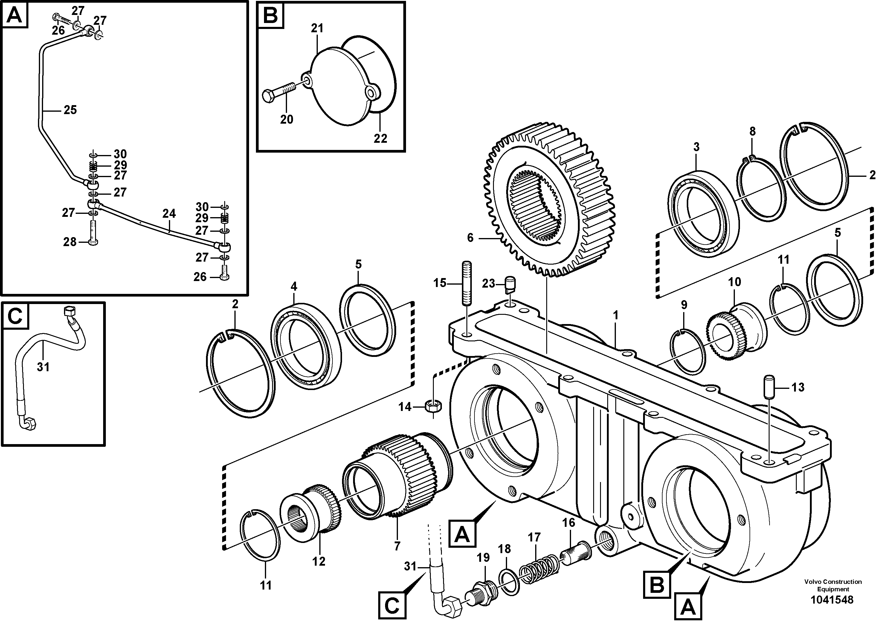 Схема запчастей Volvo A30D - 100992 Pump drive power take-off A30D S/N 12001 - S/N 73000 - BRA