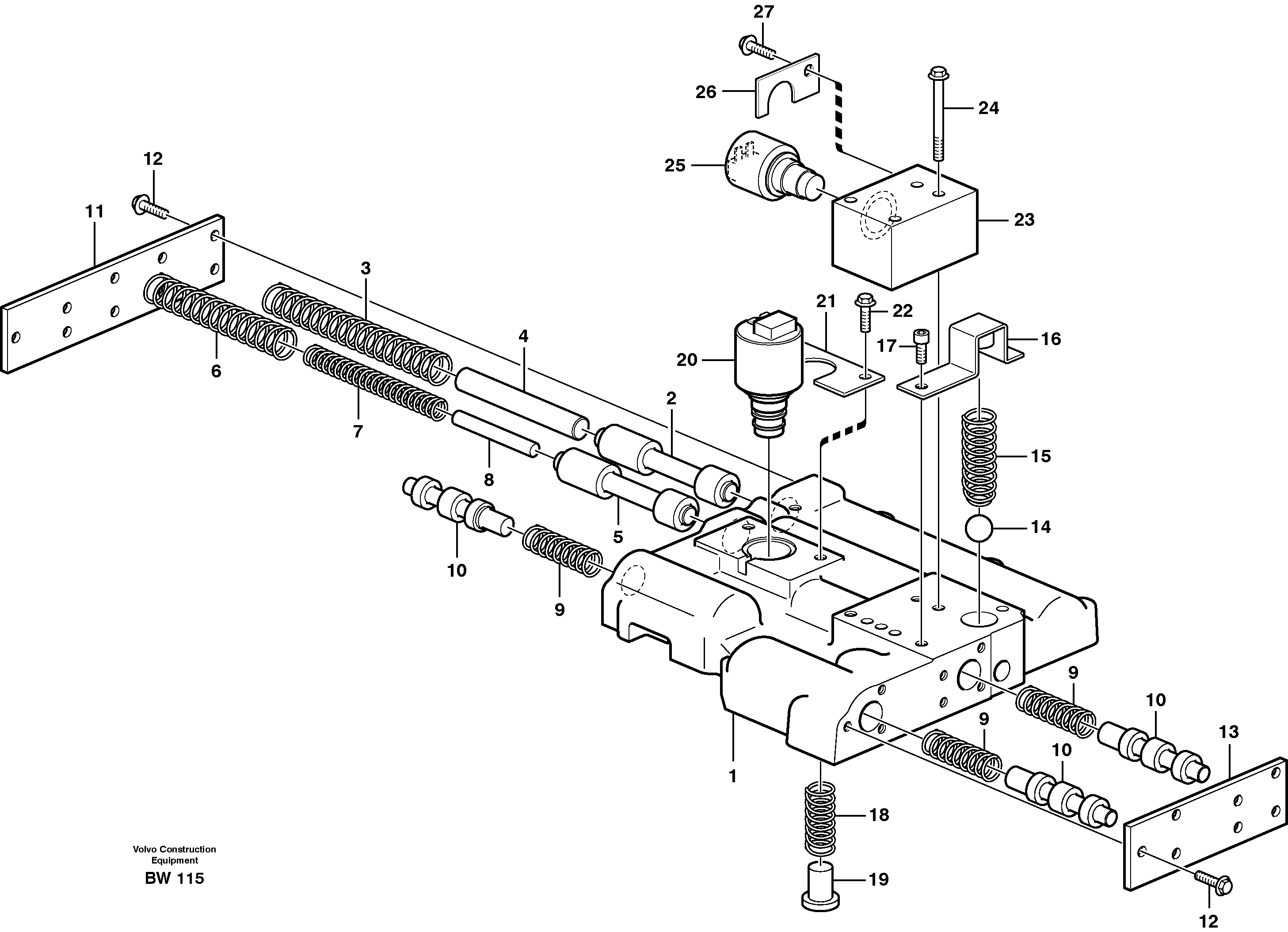 Схема запчастей Volvo A30D - 19288 Main pressure valve A30D S/N -11999, - 60093 USA S/N-72999 BRAZIL