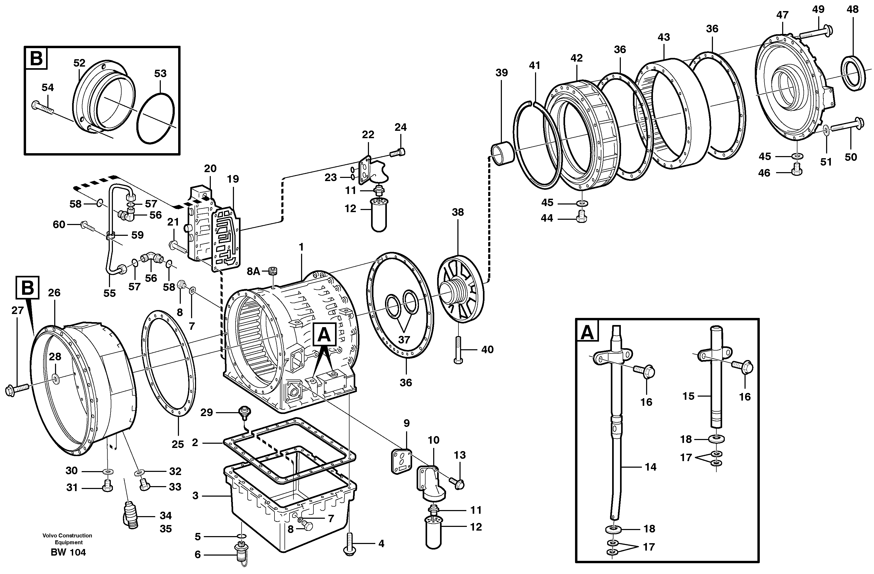 Схема запчастей Volvo A30D - 98375 катрер трансмиссии A30D S/N -11999, - 60093 USA S/N-72999 BRAZIL