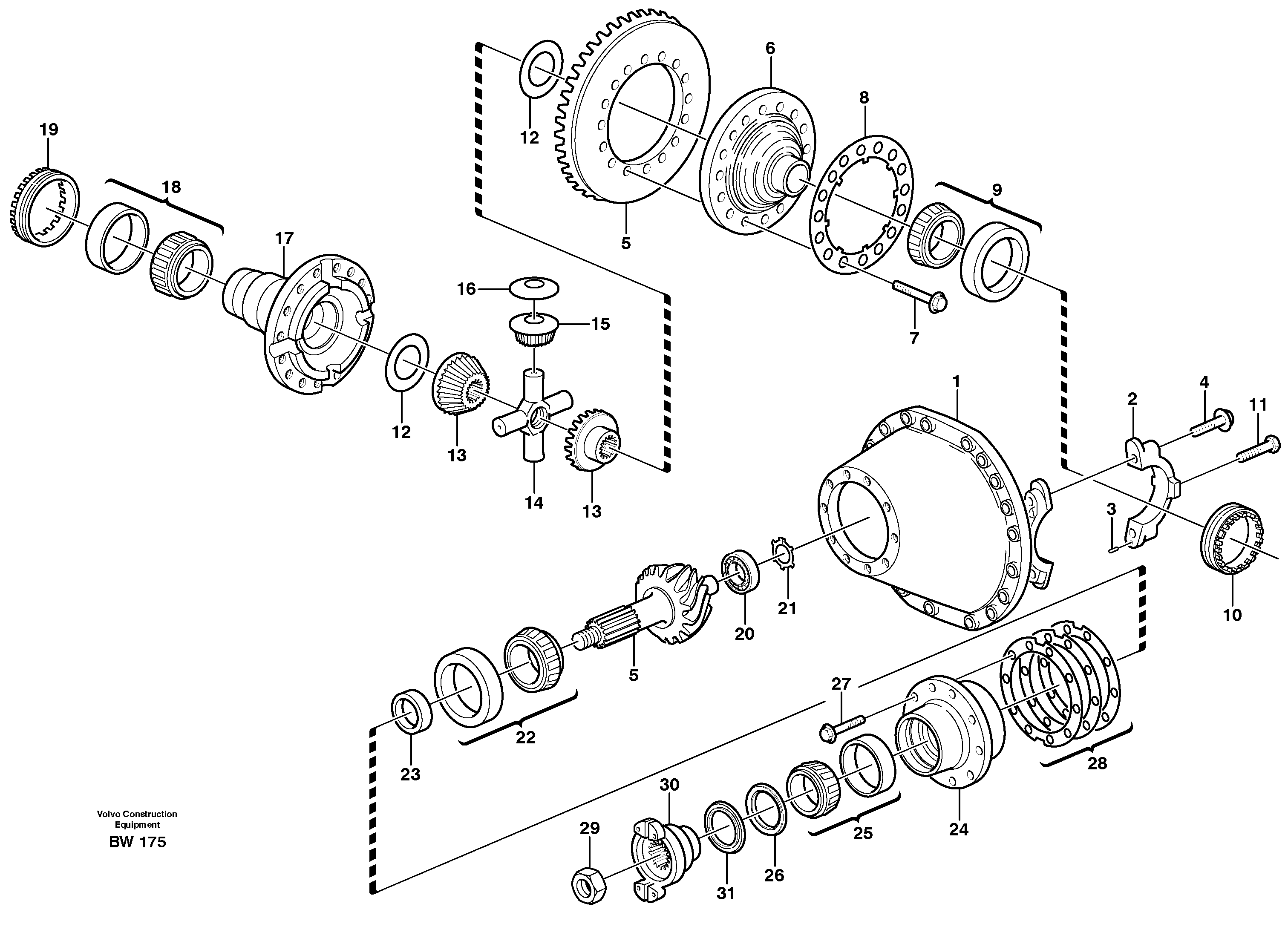 Схема запчастей Volvo A30D - 12223 Главная передача A30D S/N -11999, - 60093 USA S/N-72999 BRAZIL